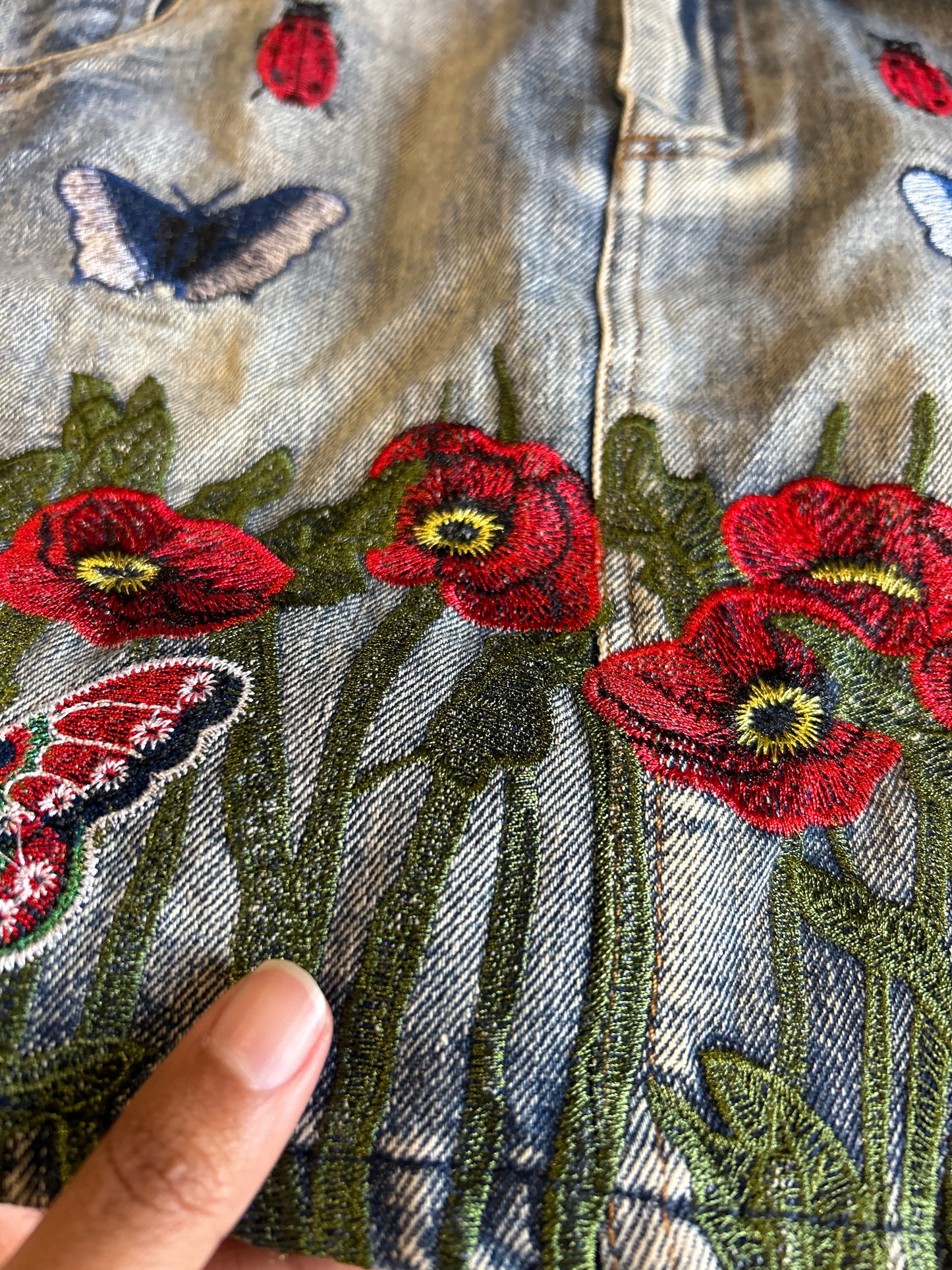 All Embroidered Denim Skirt