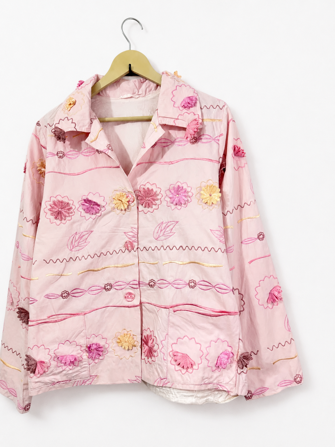 Vintage Blush Bloom Embroidered Jacket