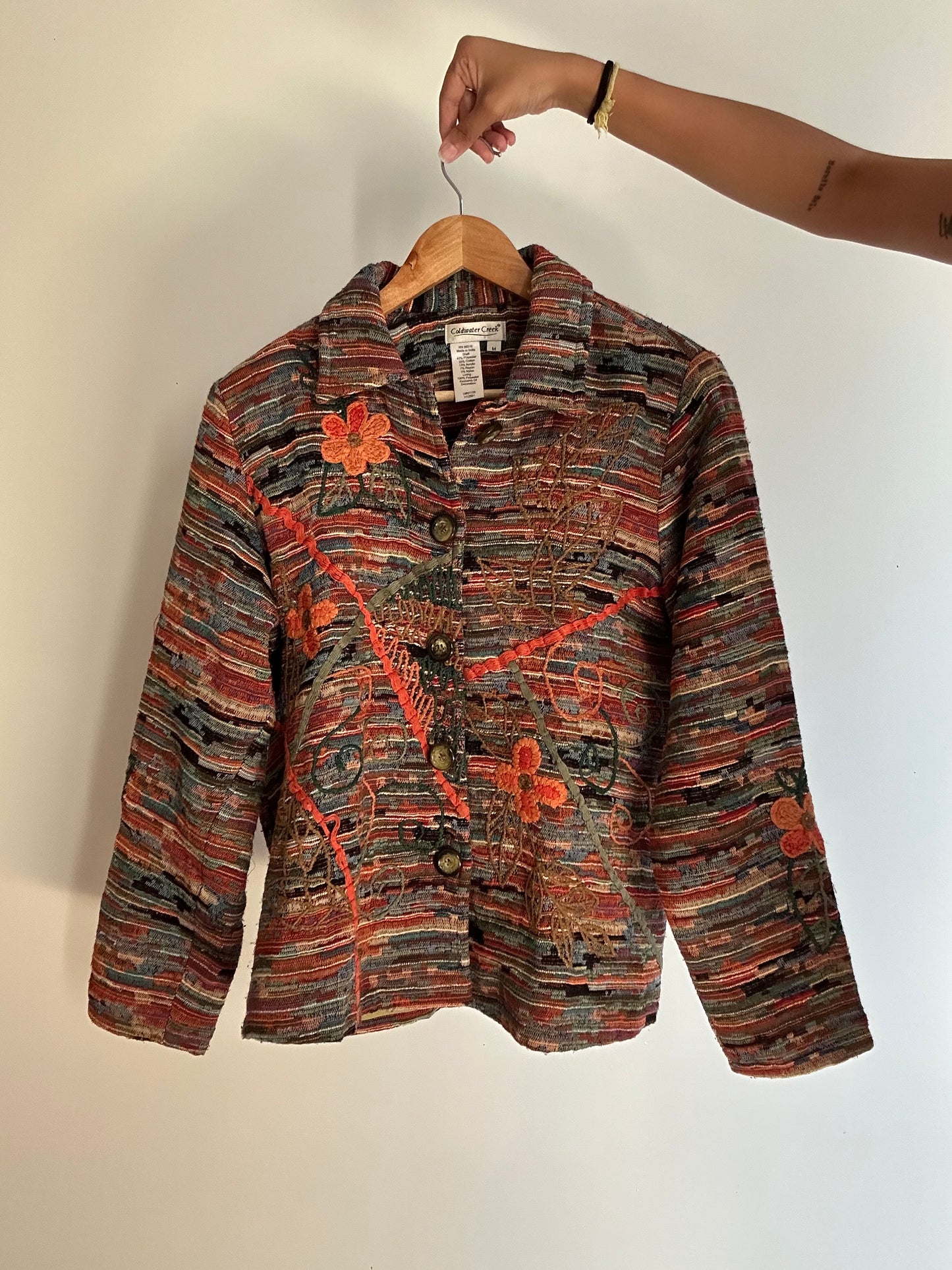 Coldwater Creek Vintage Weave and Embroidered Shaket