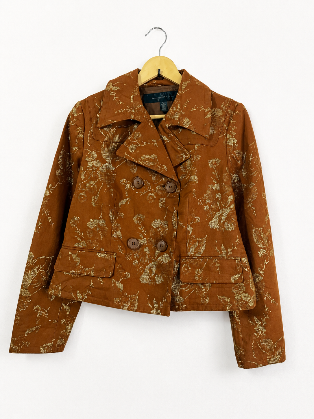 Vintage Bronze Floral Brocade Cropped Jacket