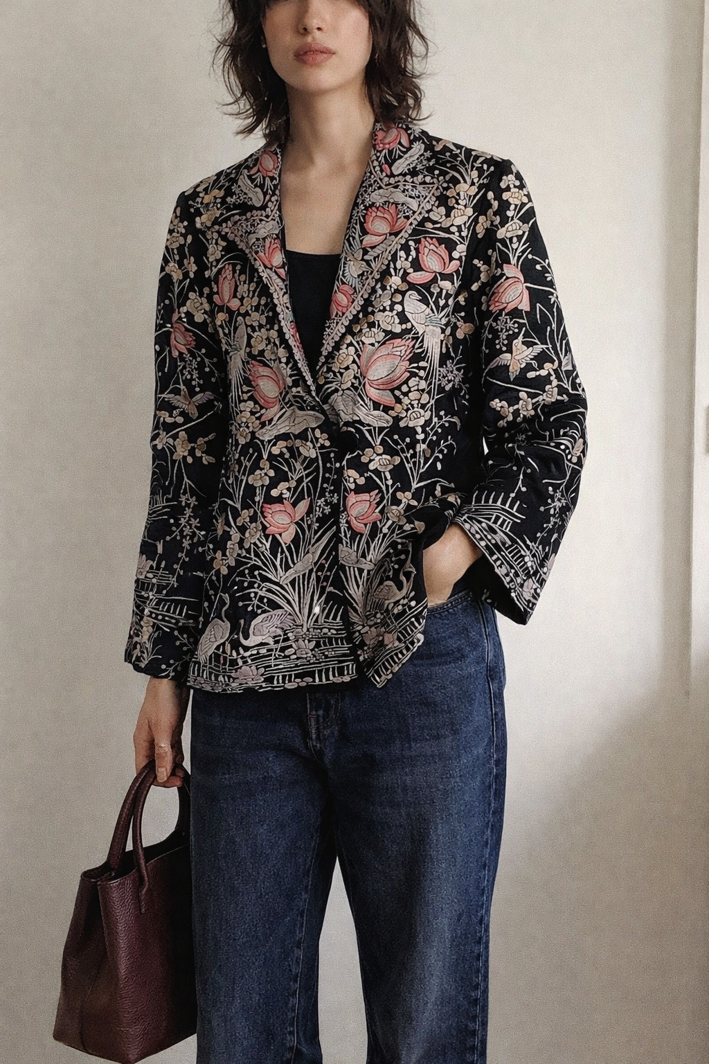 Vintage All Silk and Embroidered Shaket