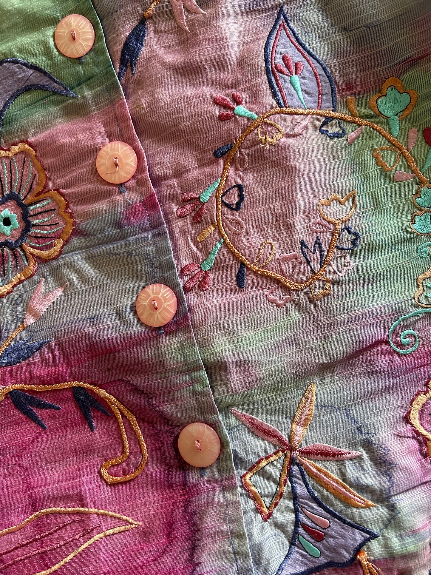 Christopher & Banks Vintage Tie And Dye Floral Embroidered Shaket