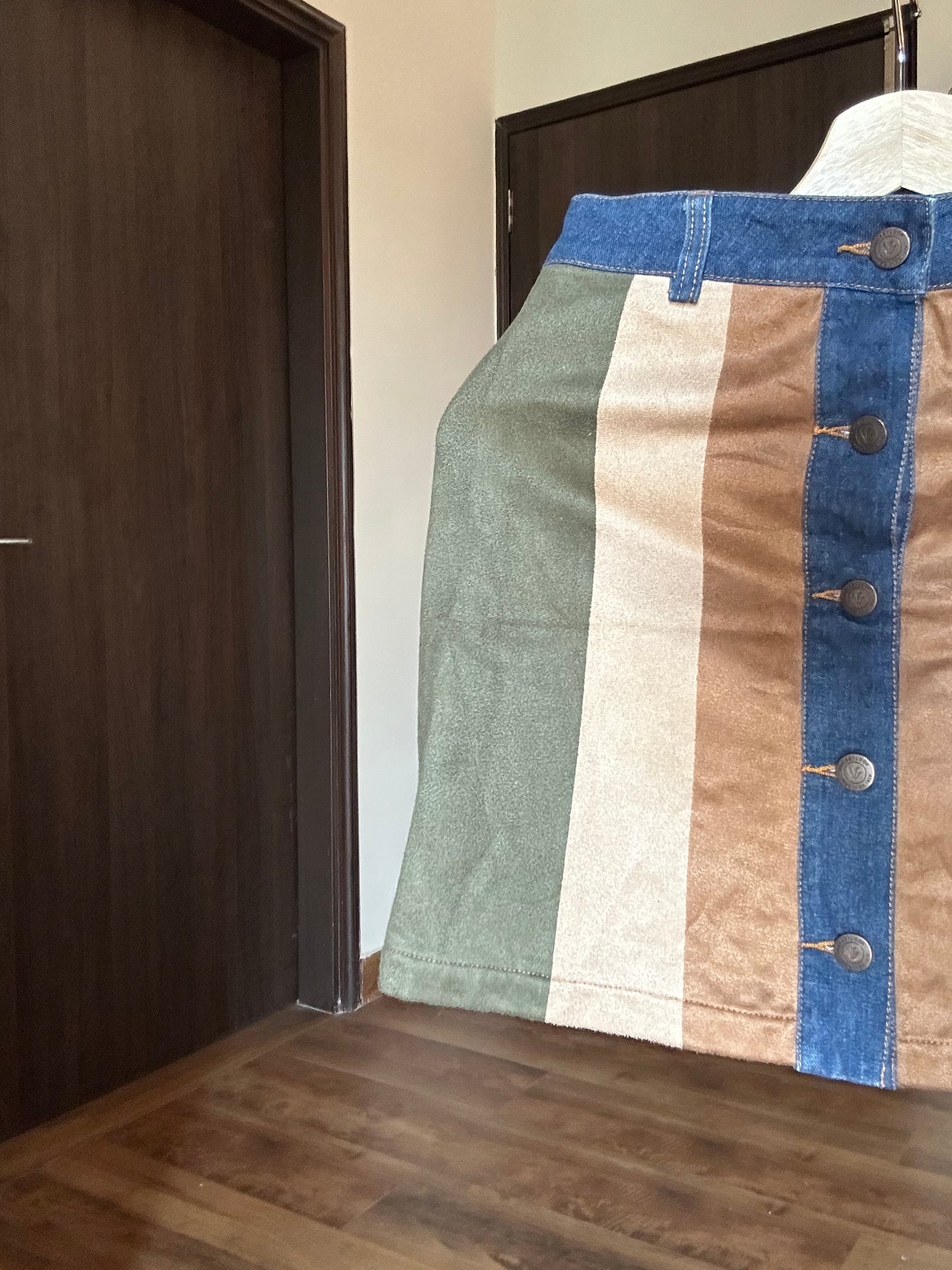 Vintage Aiki Keylook Suede Denim Skirt