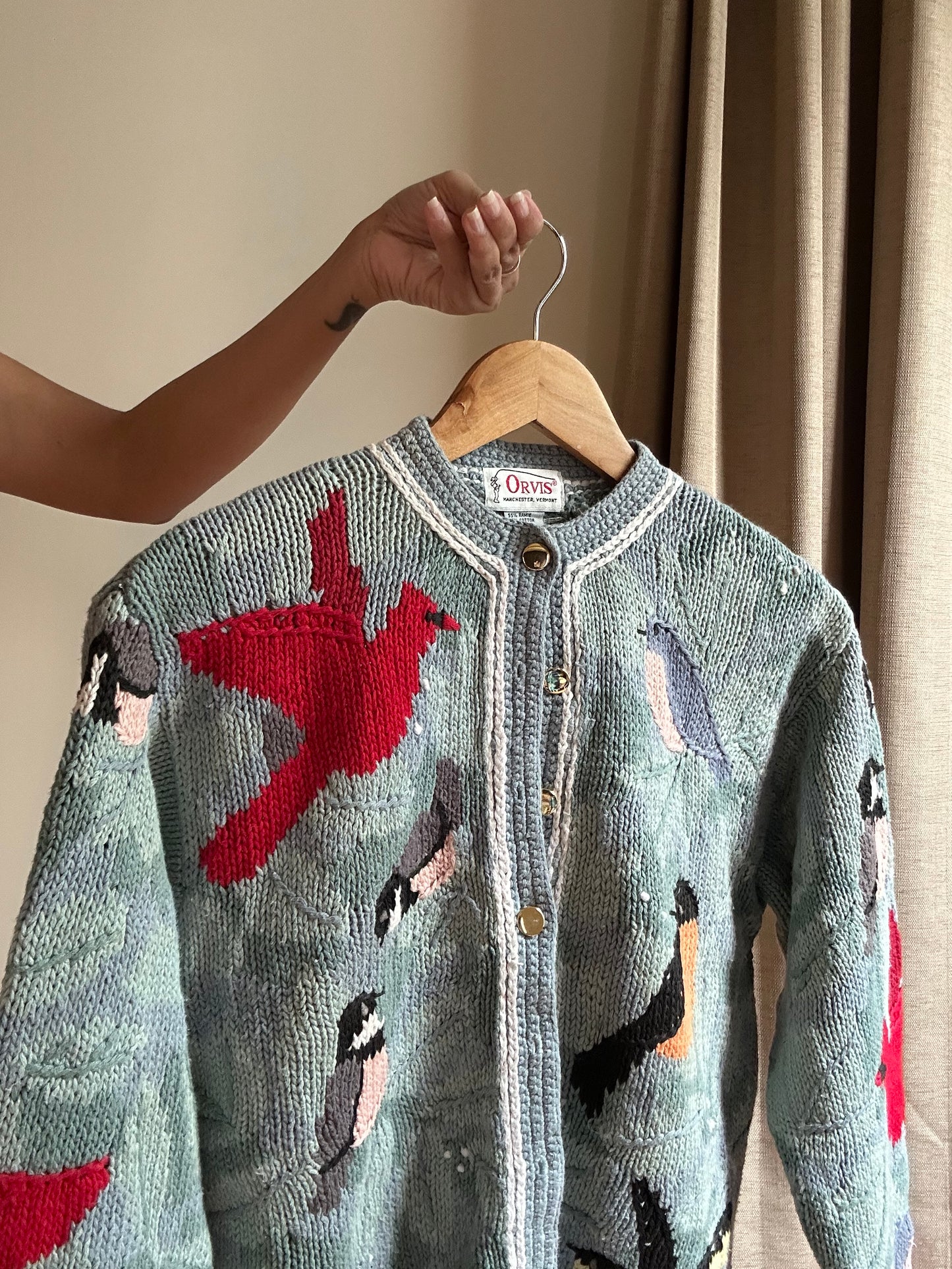 Vintage Orvis Embroidered Knit Cardigan