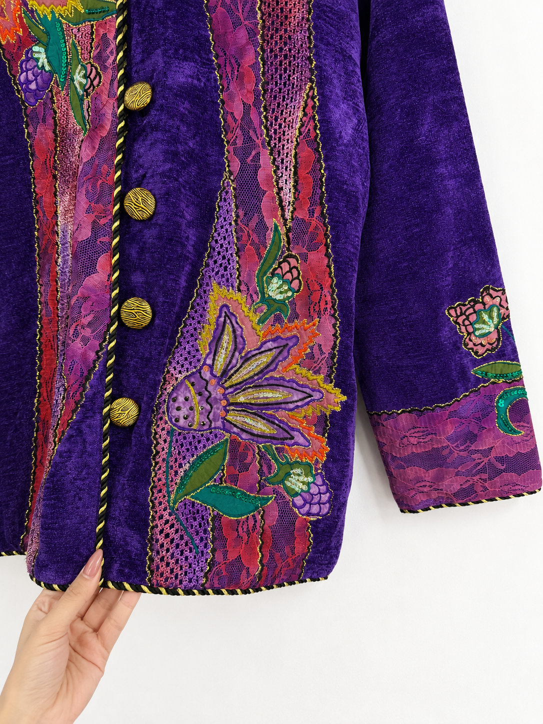 Vintage Indigo Moon Violet Velvet Embroidered Jacket