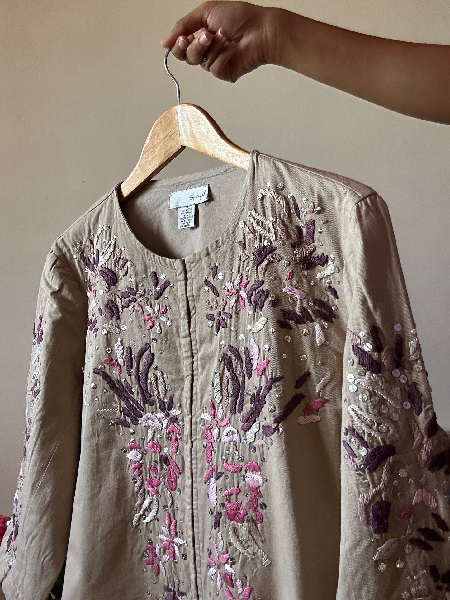 Vintage Embroidered Shaket In Brown