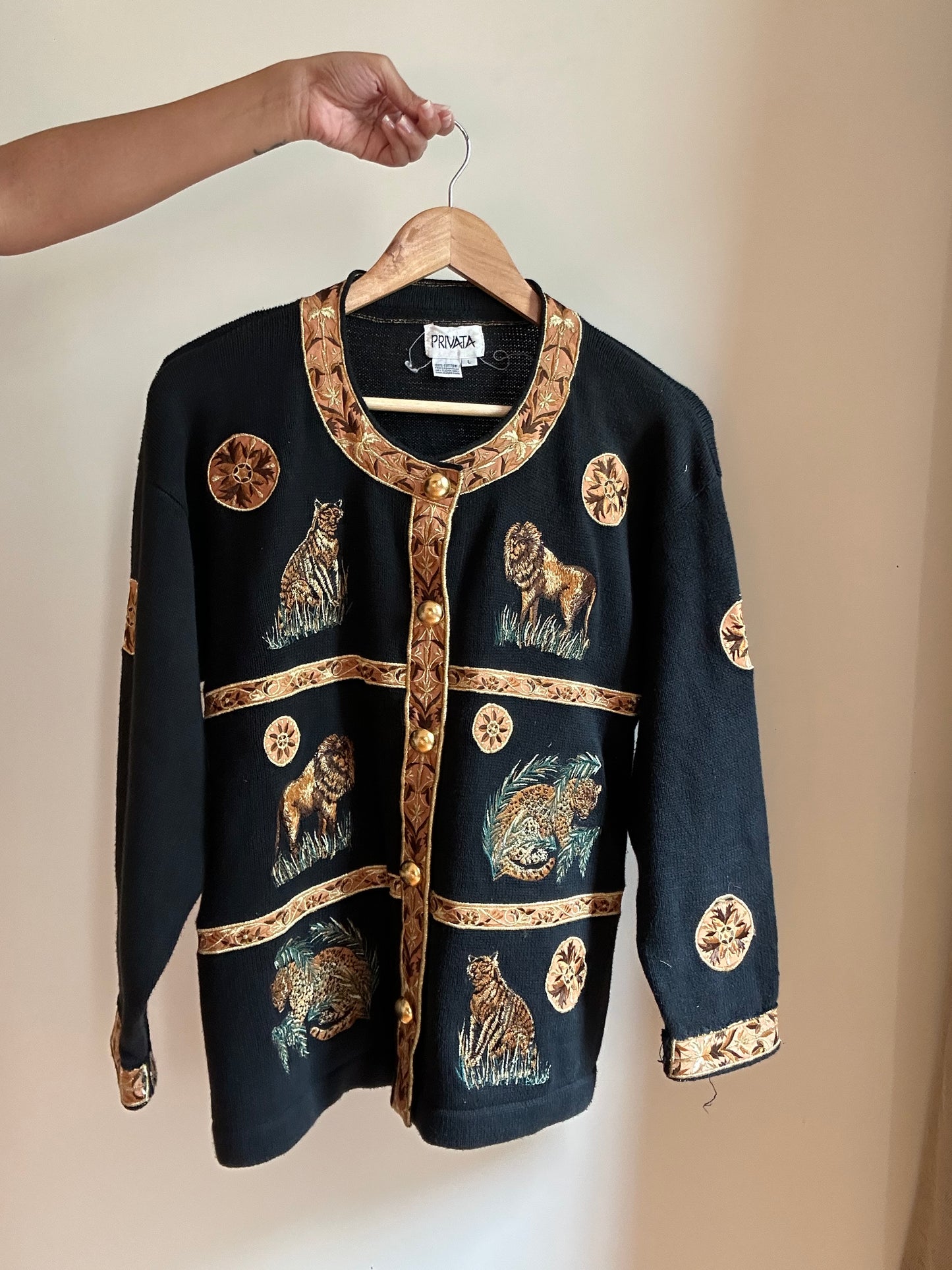 Private Vintage Embroidered And Patchwork Knit Cardigan