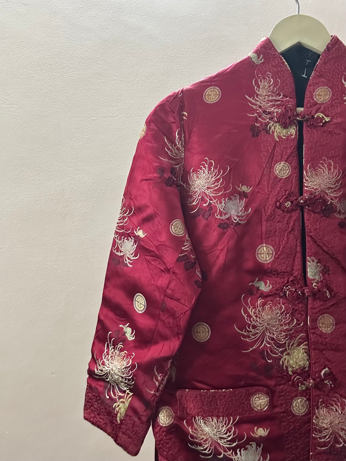 Vintage Quilted Mandarin Collar Reversible House Jacket