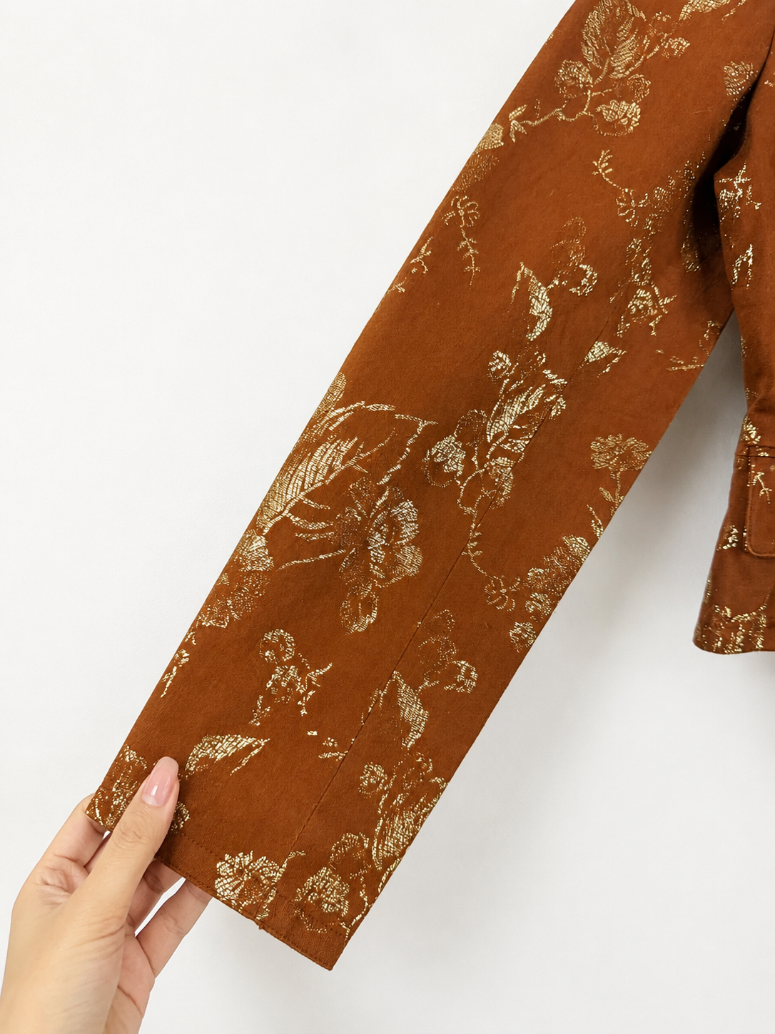 Vintage Bronze Floral Brocade Cropped Jacket