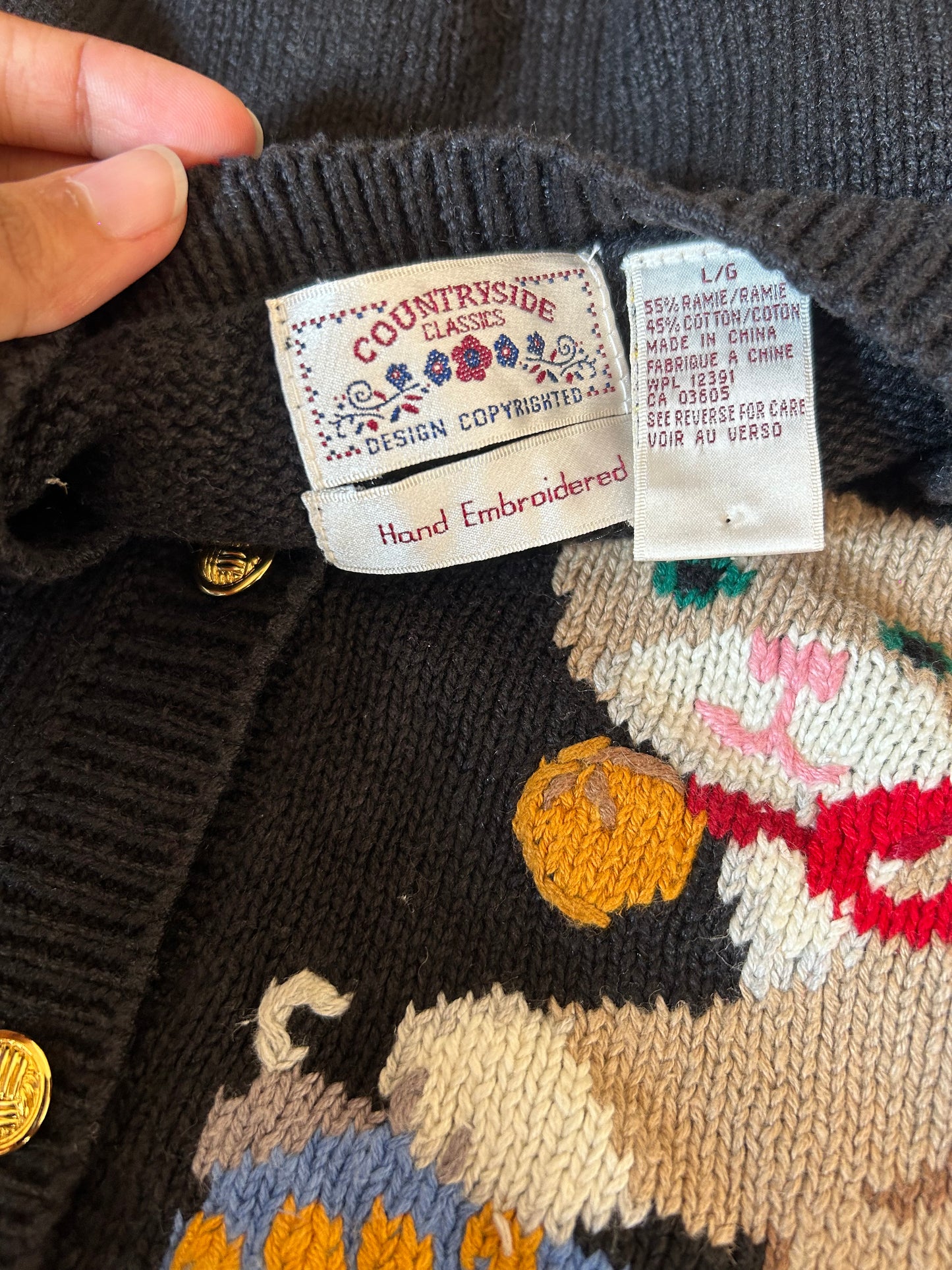 Country Side Classic Vintage Hand Embroidered Knit Vest