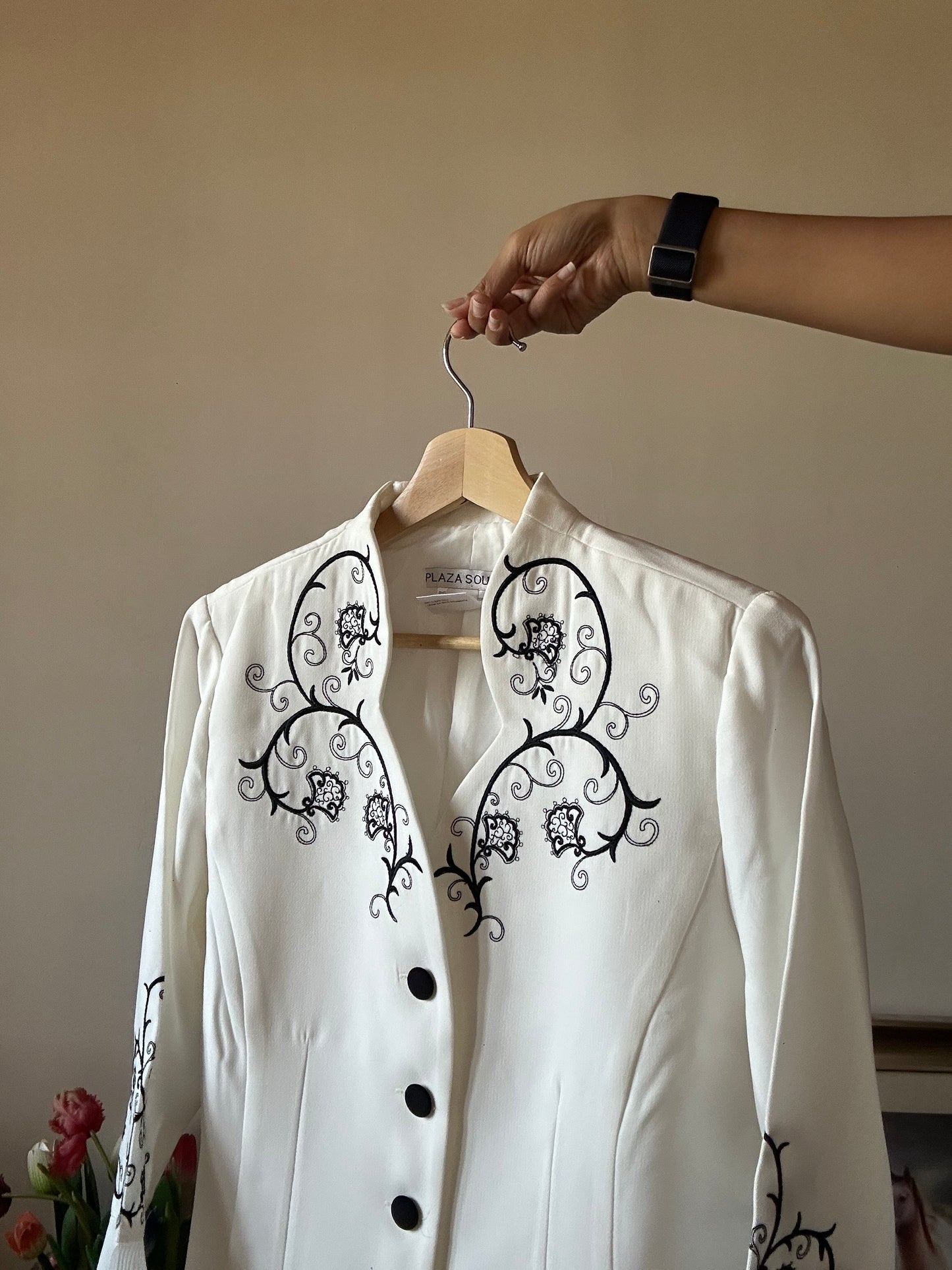 Plaza South Vintage Embroidered Jacket With Pleated Sleeves
