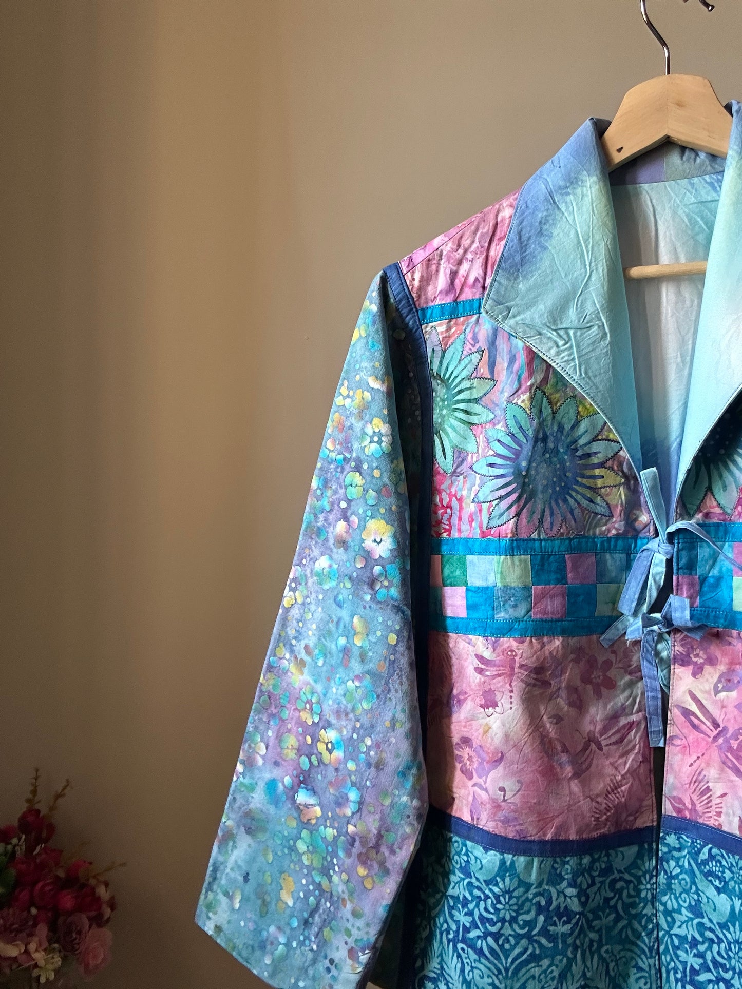 Vintage Reversible Front Tie Detail Shaket with Embroidery and Patch Work