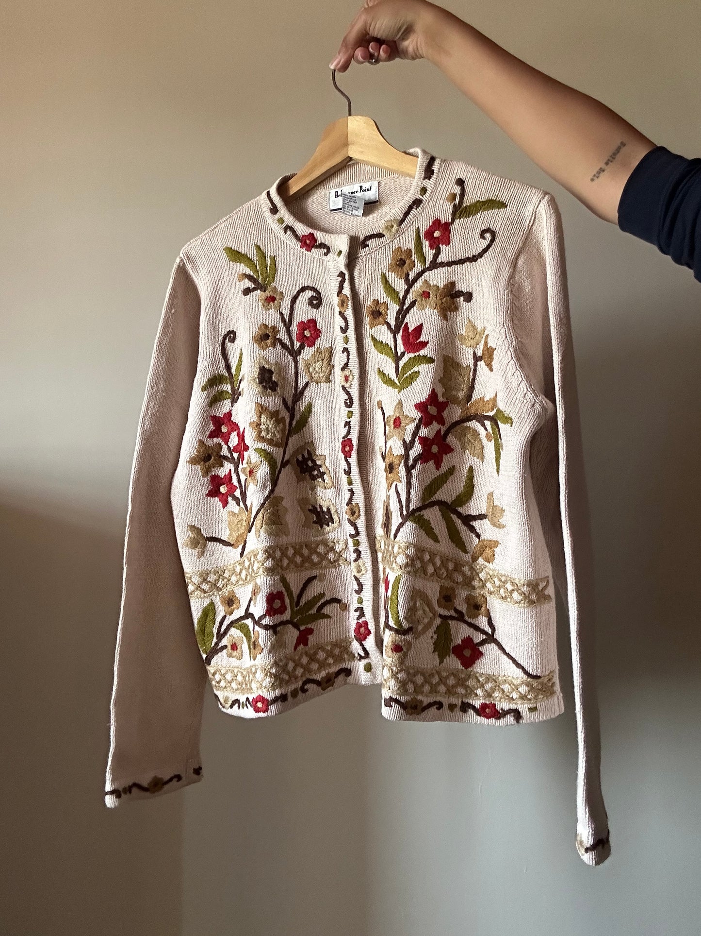 Vintage Reference Point Vintage Embroidered Knit Cardigan