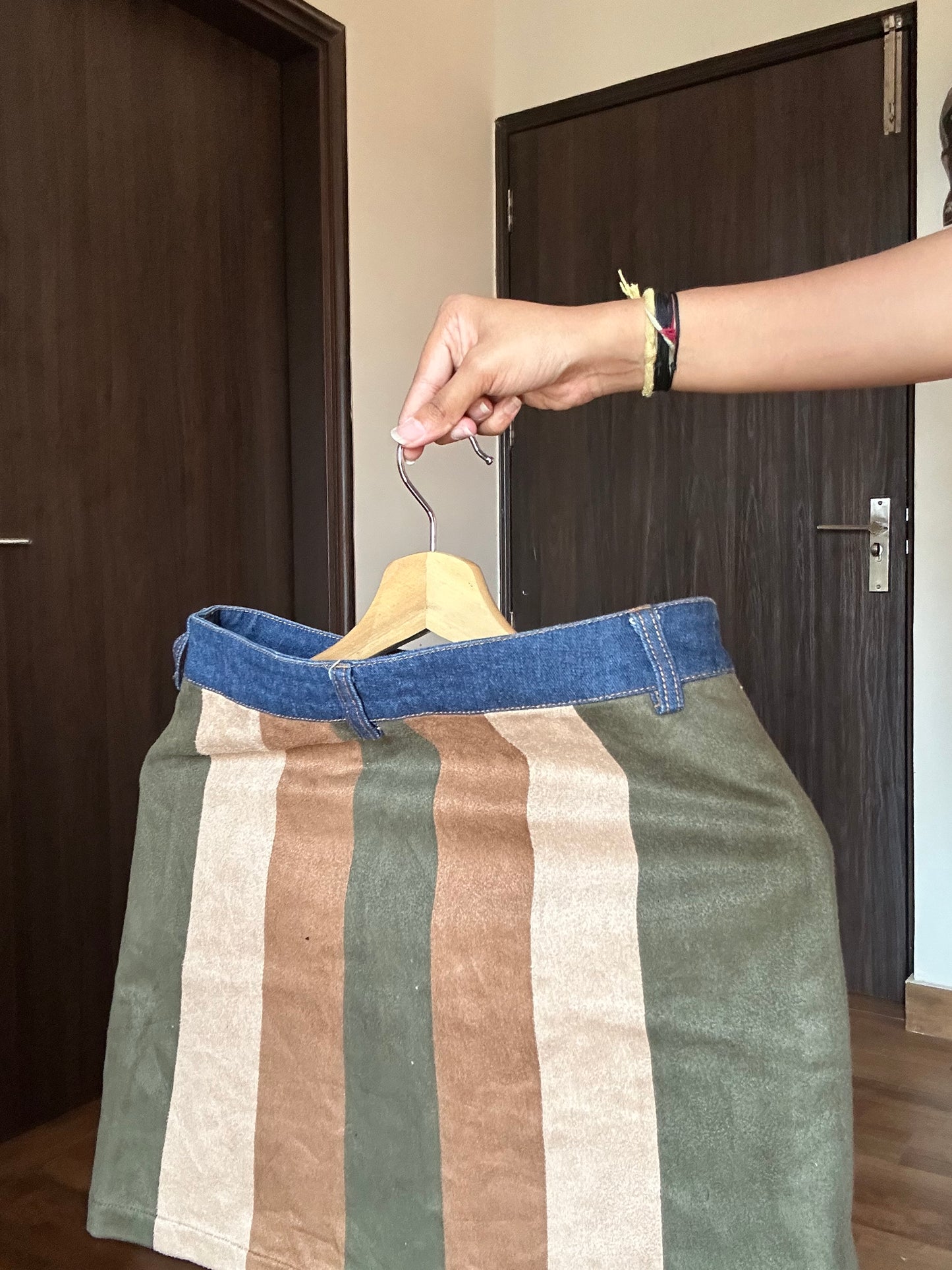 Vintage Aiki Keylook Suede Denim Skirt