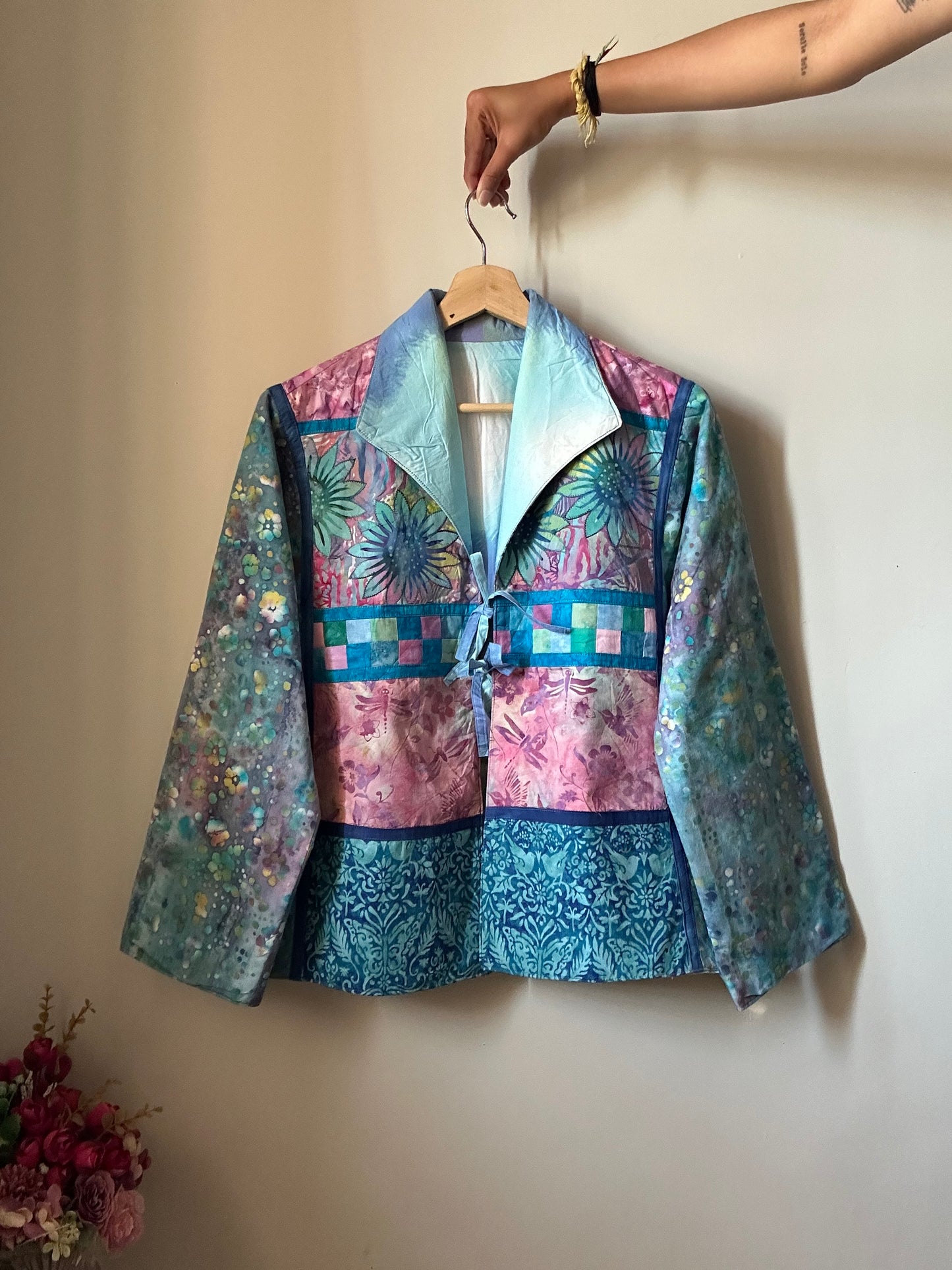 Vintage Reversible Front Tie Detail Shaket with Embroidery and Patch Work