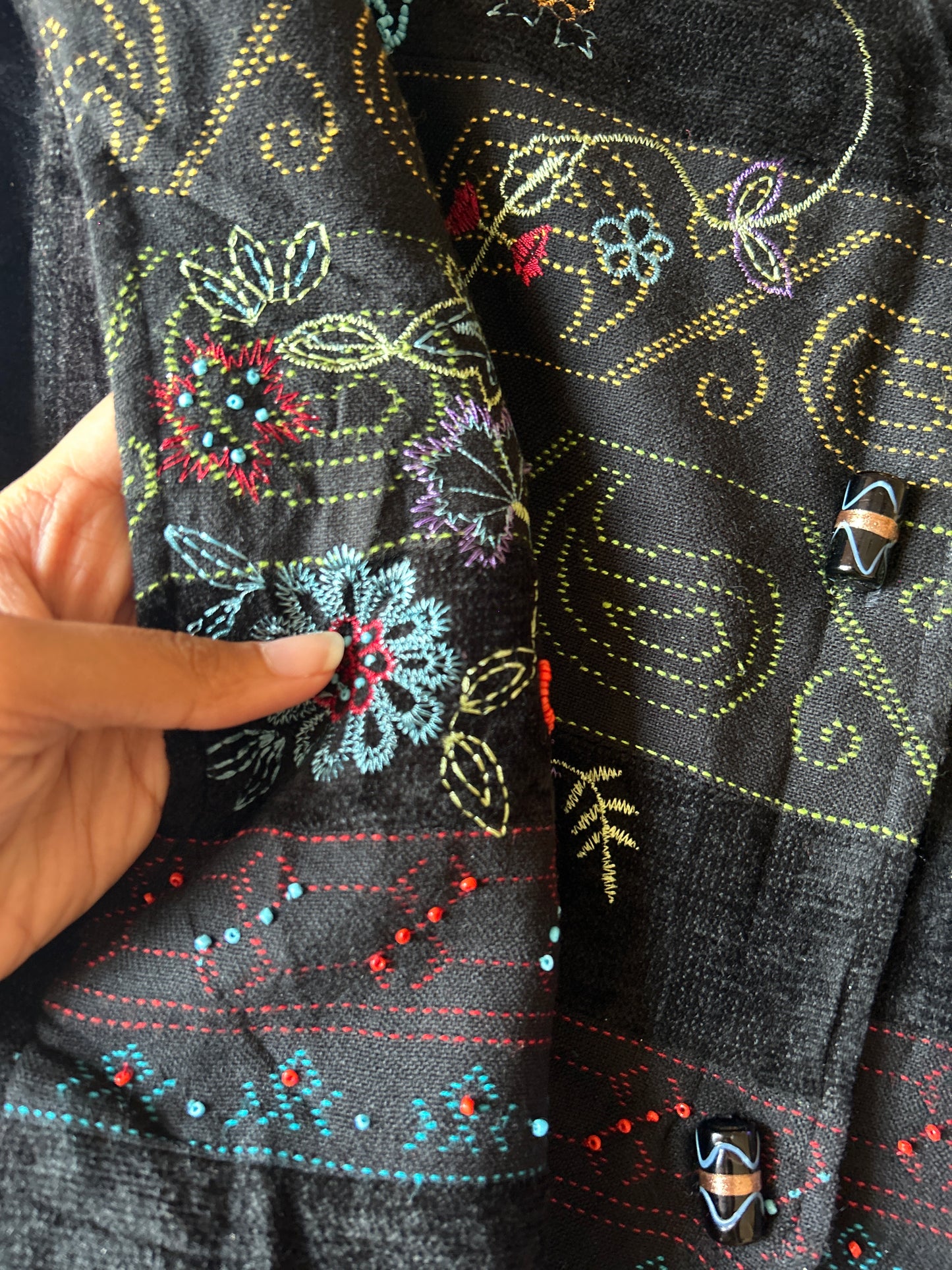 White Stage Vintage Embroidered and Beaded Shaket