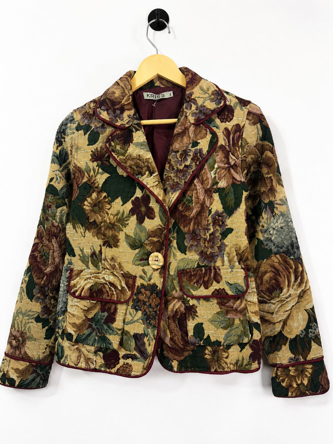 Vintage Floral Woven Tapestry Blazer