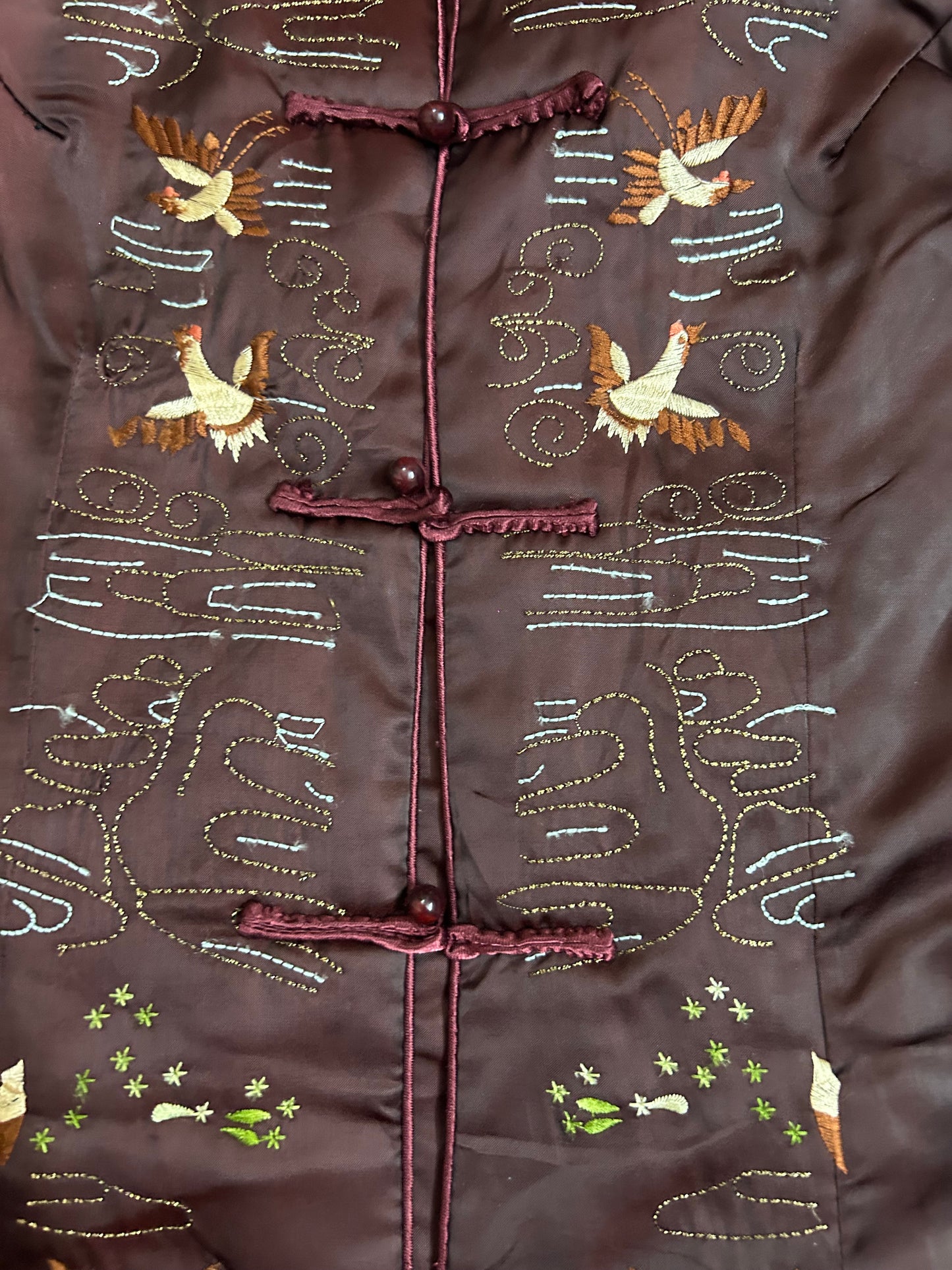 Vintage Chinese Mandarin Collar Embroidered Vest Coat