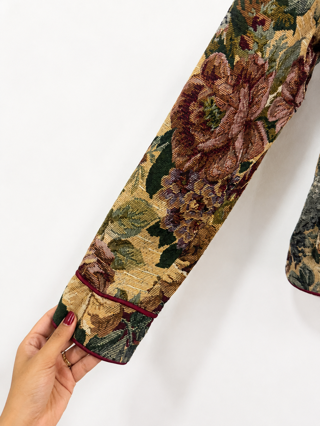 Vintage Floral Woven Tapestry Blazer