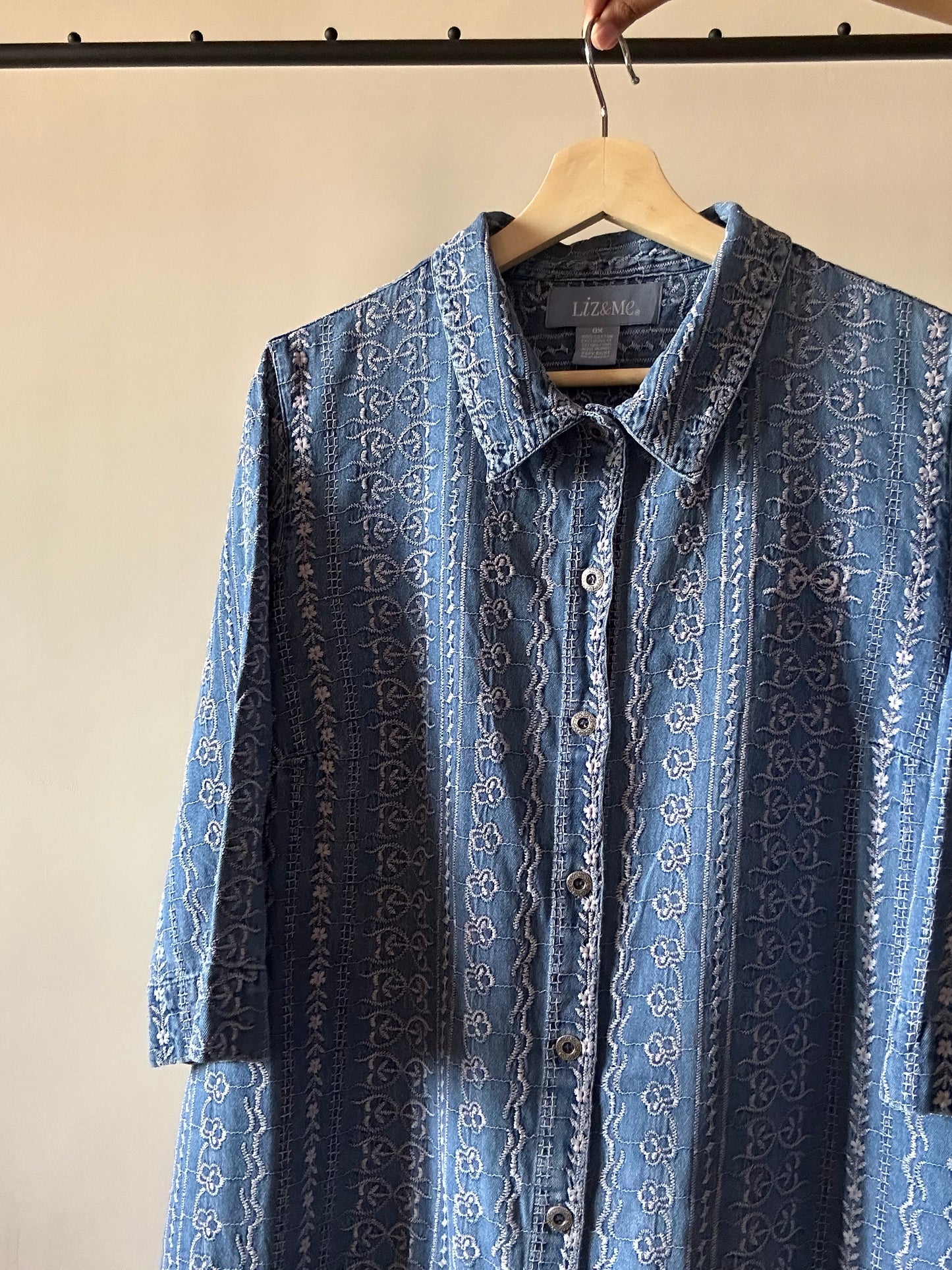 Fully Embroidered Vintage Liz&Me Denim Shirt