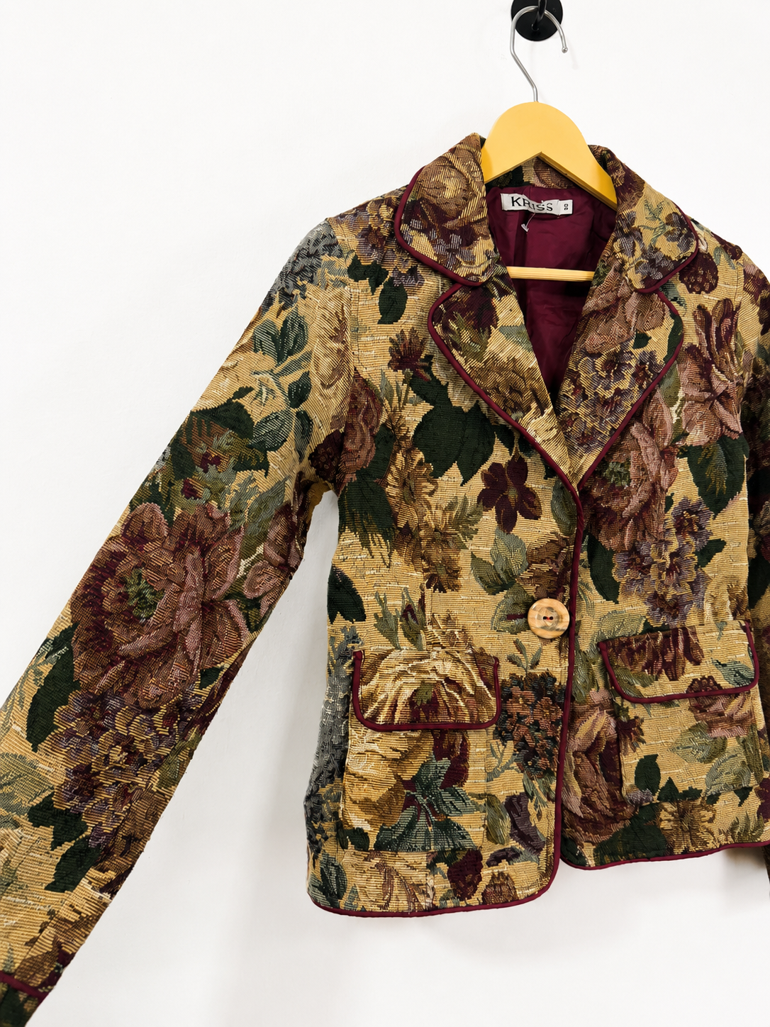 Vintage Floral Woven Tapestry Blazer