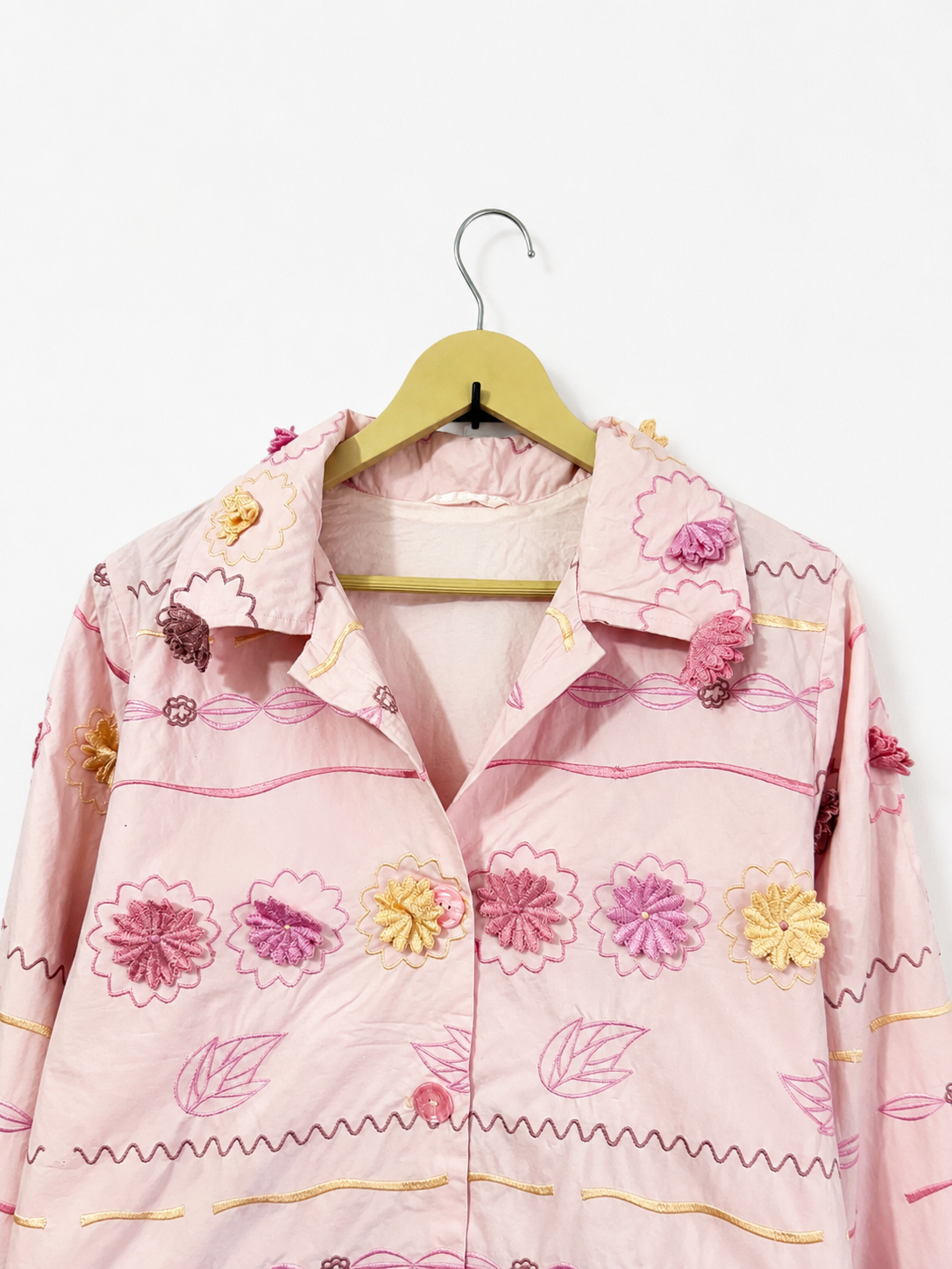 Vintage Blush Bloom Embroidered Jacket