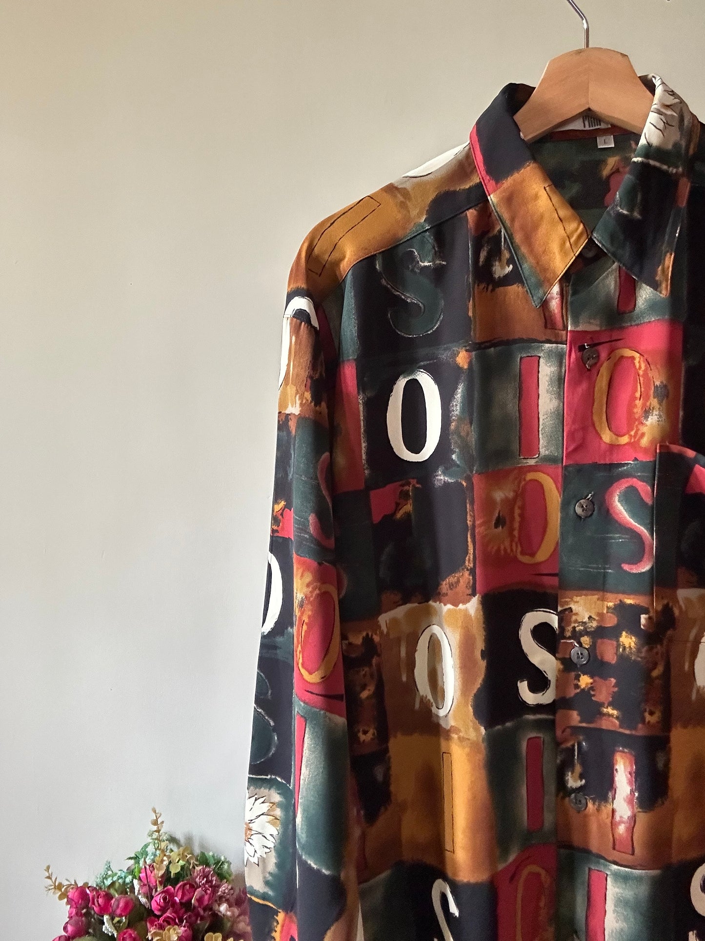 Vintage Abstract Alphabet Print Shirt