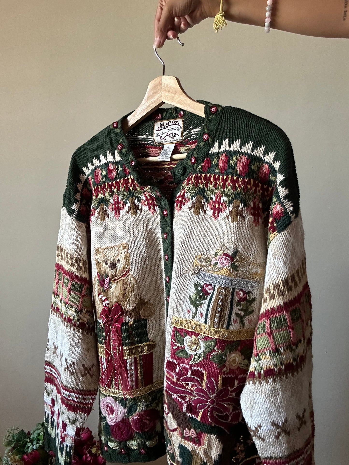 Vintage Heirloom Collectables Happy Gift Knit Cardigan