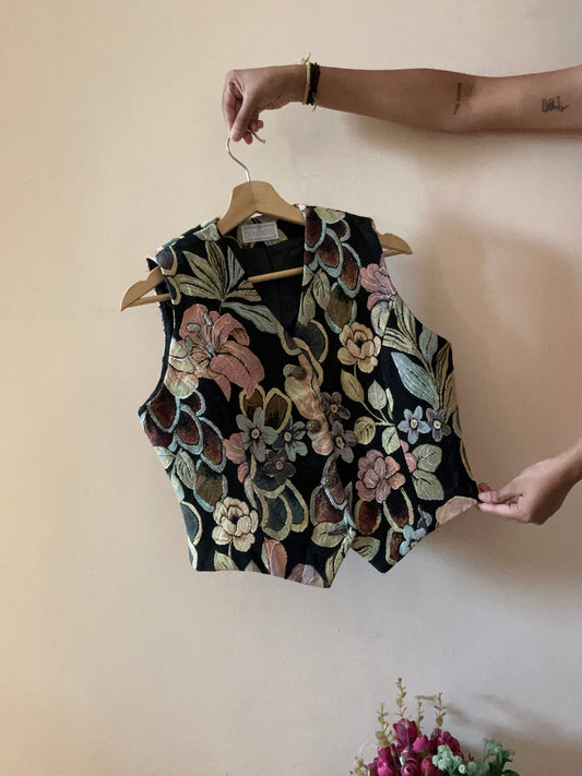 Vintage Doncaster Jacquard Floral Vest