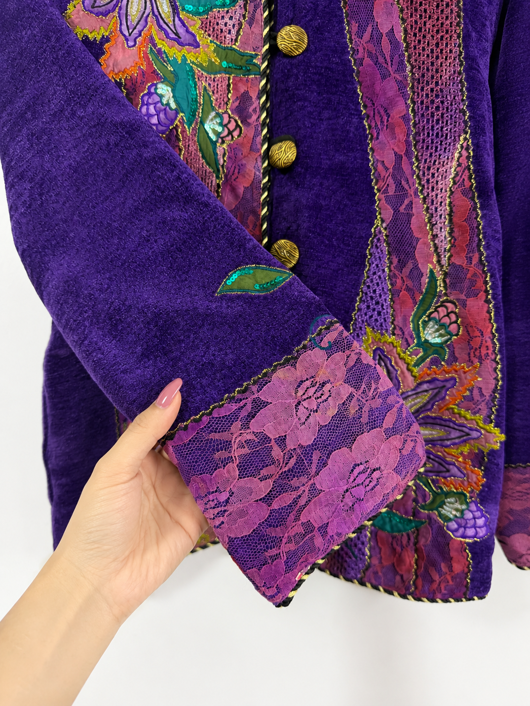 Vintage Indigo Moon Violet Velvet Embroidered Jacket