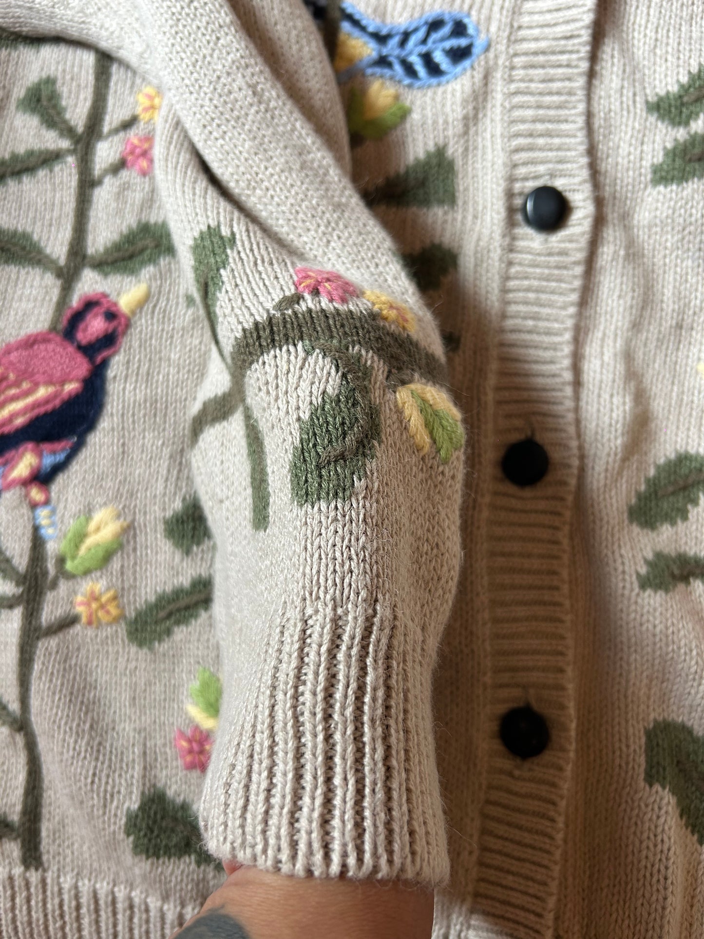 Vintage Northern Treasure Hand Embroidered Knit Cardigan
