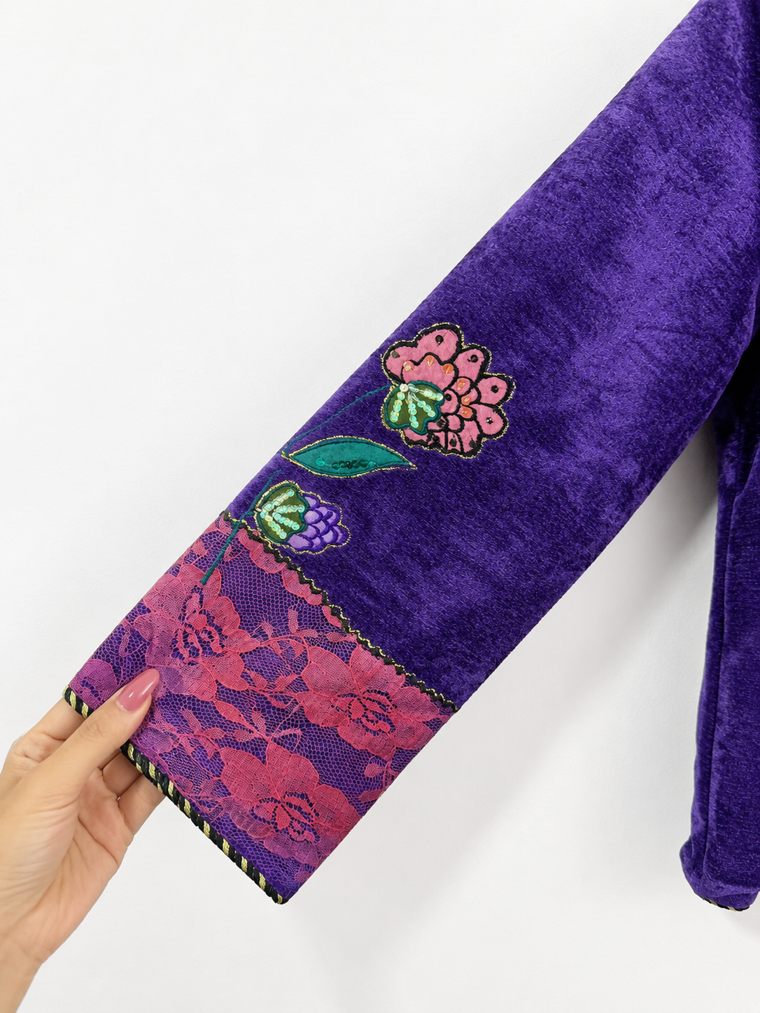 Vintage Indigo Moon Violet Velvet Embroidered Jacket