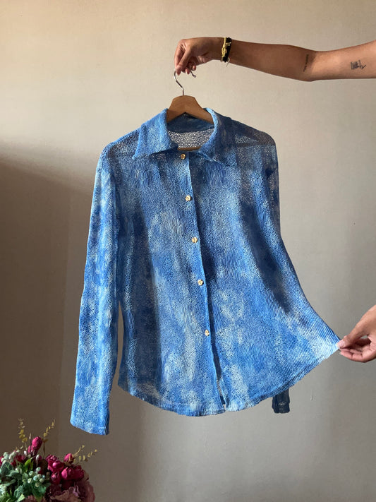 Vintage Blue Lagoon Floral Mess Shirt