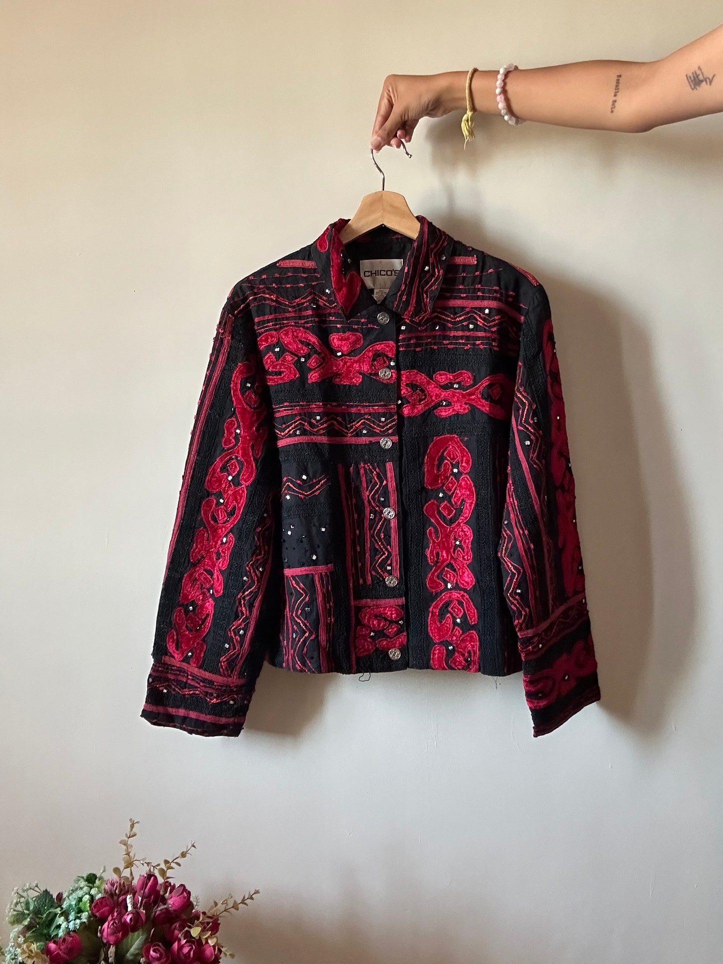 Chico’s Vintage All Beaded and Embroidered Shaket
