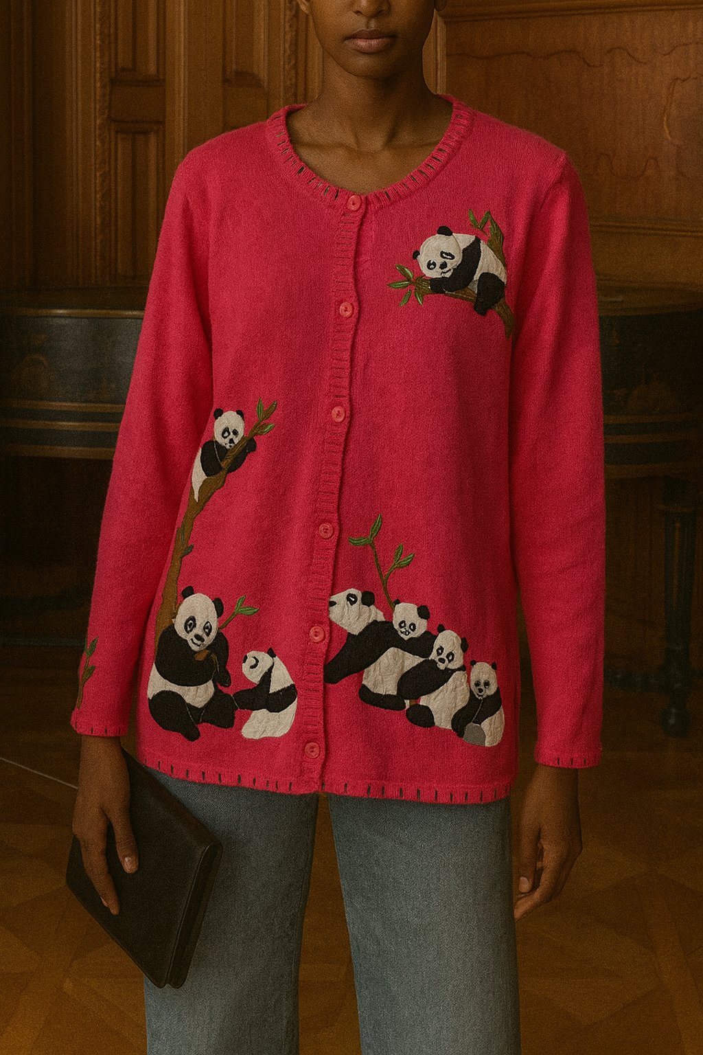 The Quacker Factory Vintage Panda Cardigan