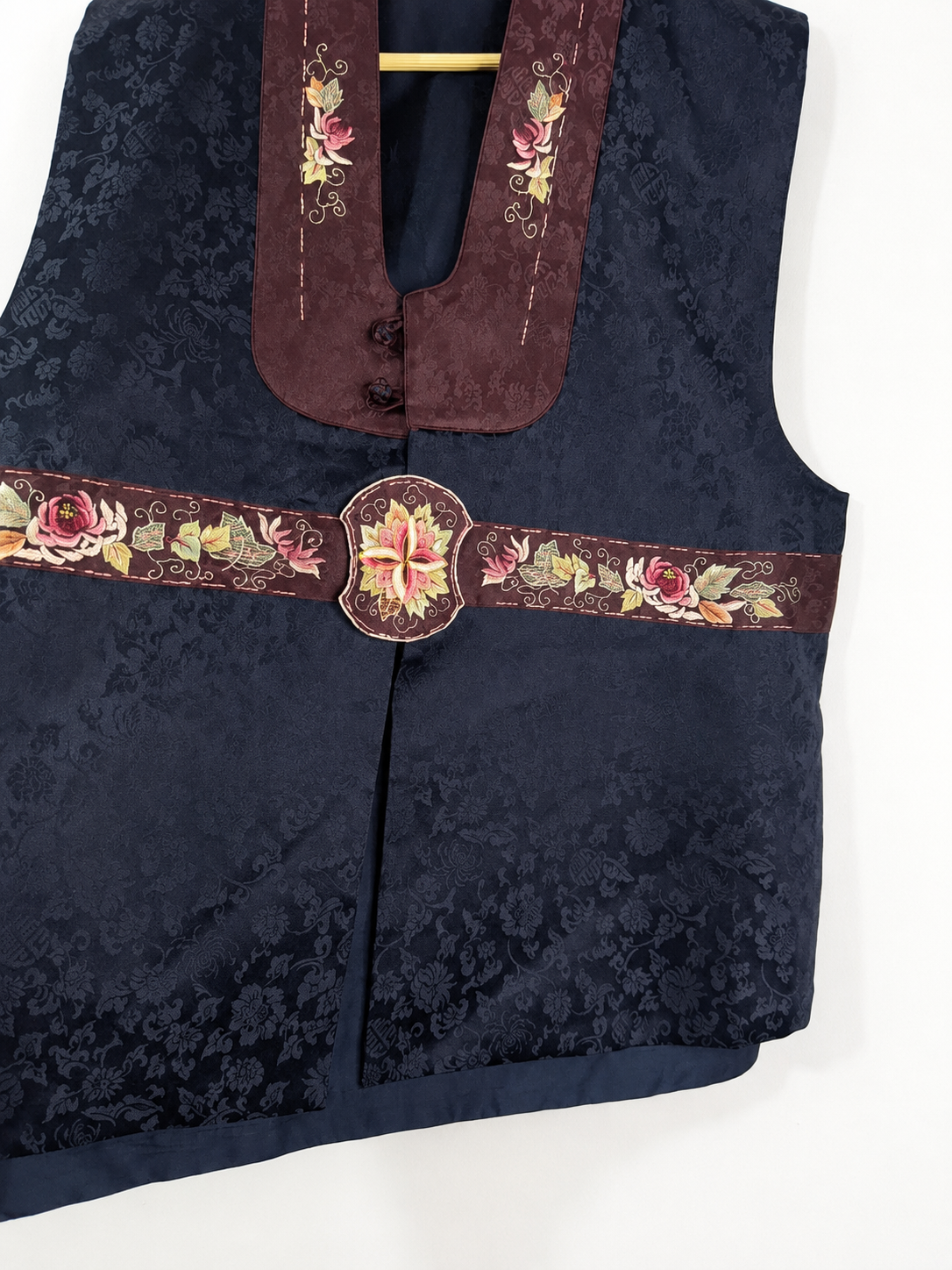 Vintage Midnight Bloom Hanbok Vest