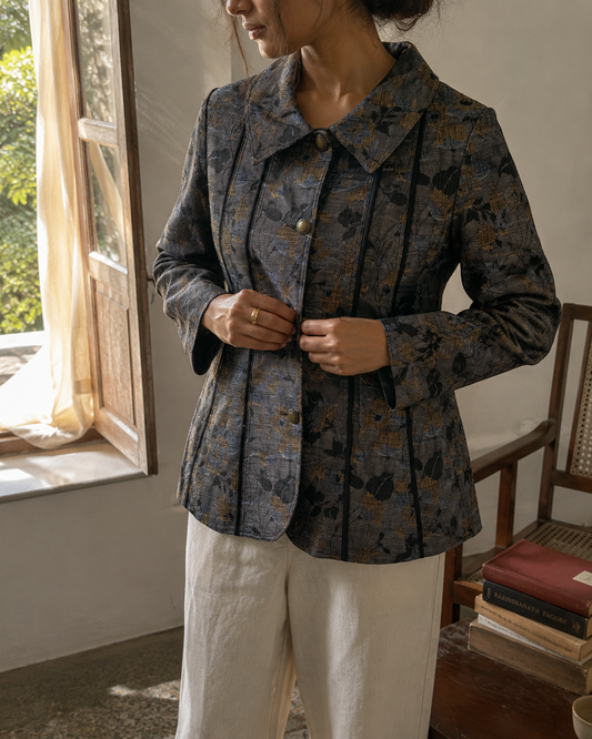 Vintage Botanical Jacquard Statement Jacket