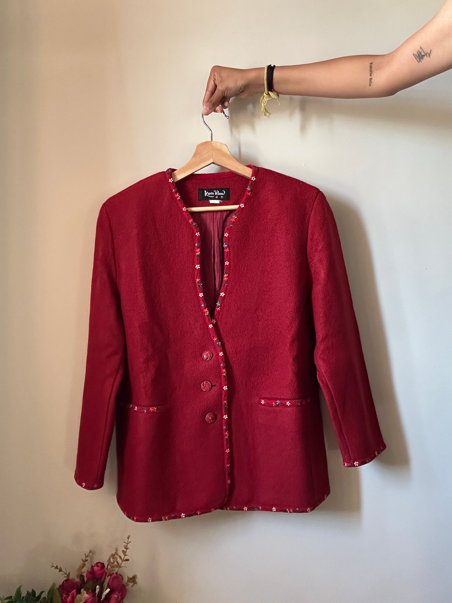 Kum Ran Vintage Wool Embroidered Blazer