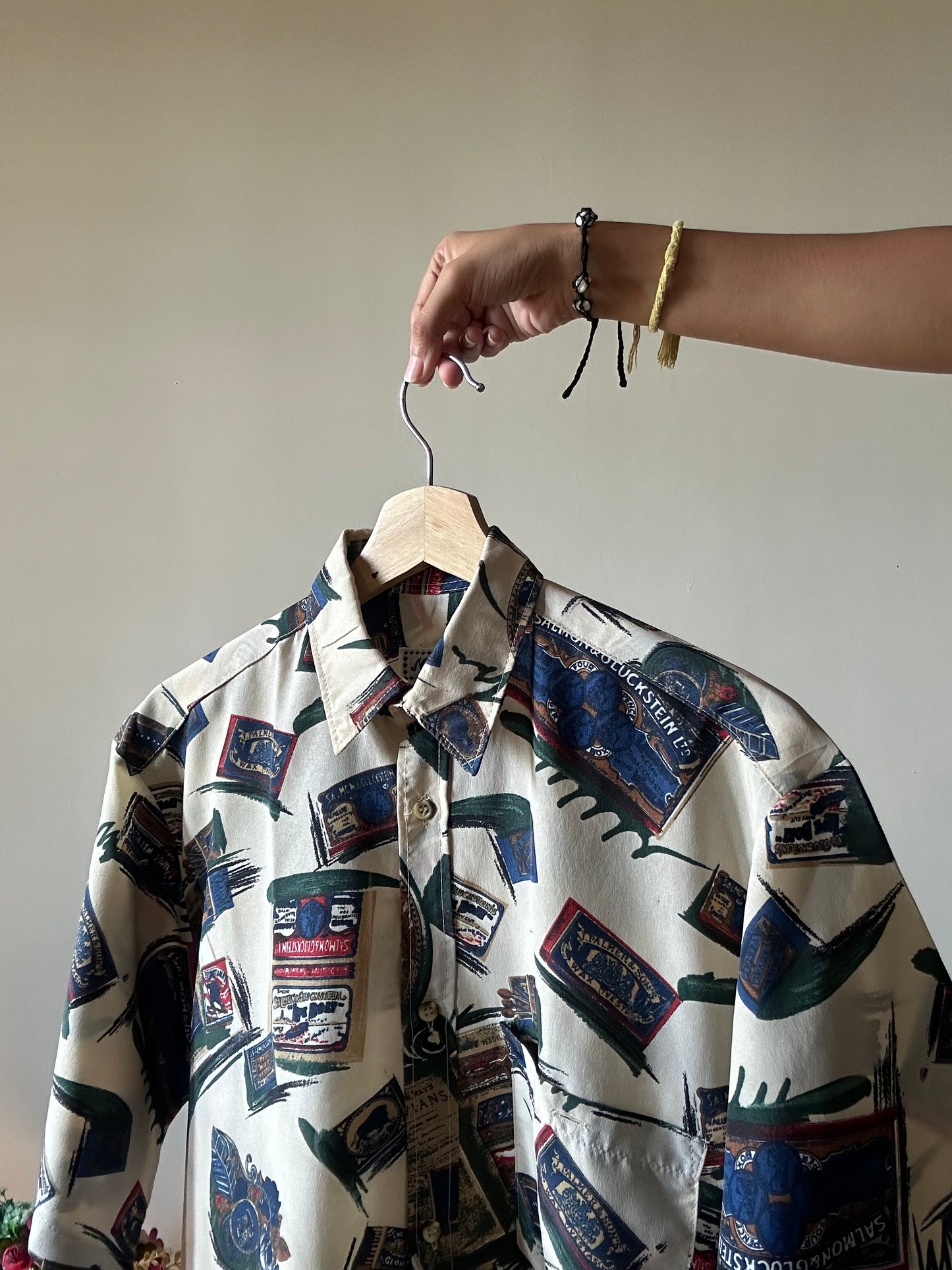 Vintage Netex Stamps and Matchbox Abstract Print Shirt