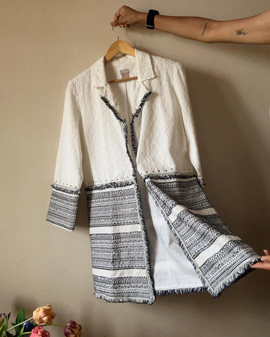 Chico’s Vintage Long Shaket With Bead Work and Embroidery