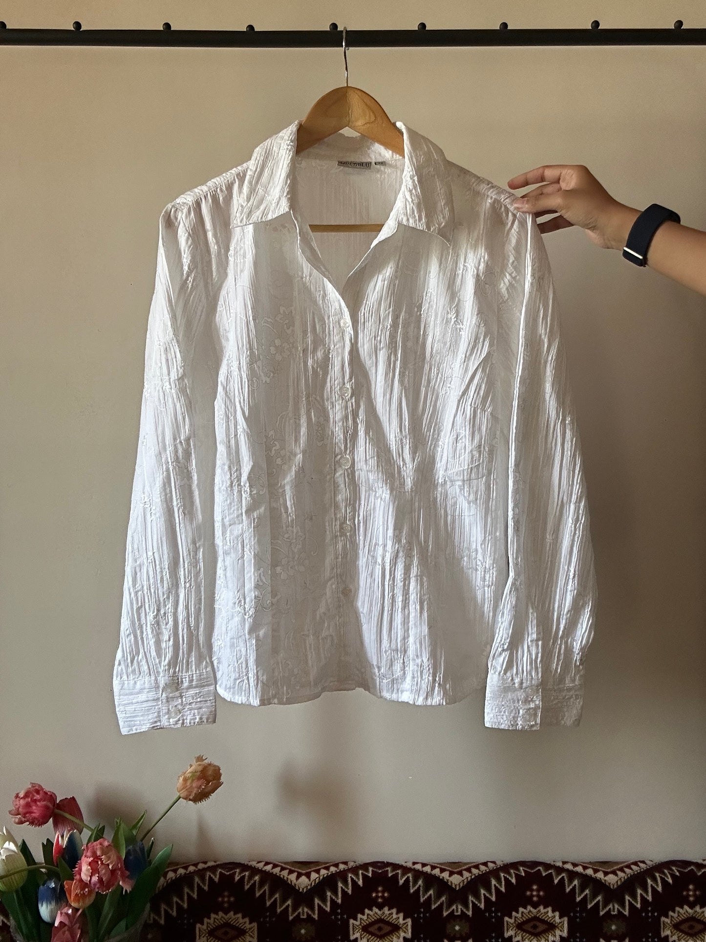 Multiblu White Vintage Embroidered Shirt