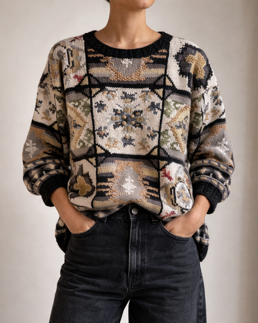 Vintage Crystal Kobe Hand Embroidered Pullover