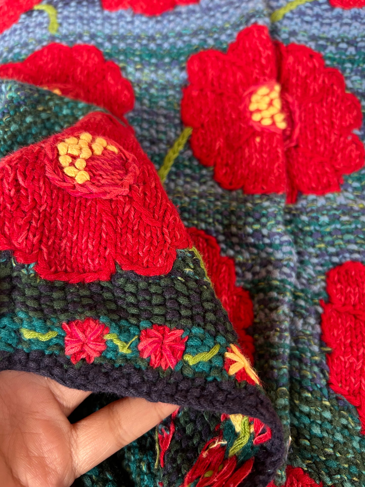 Susan Bristol Vintage Hand Knit and Embroidered Cardigan