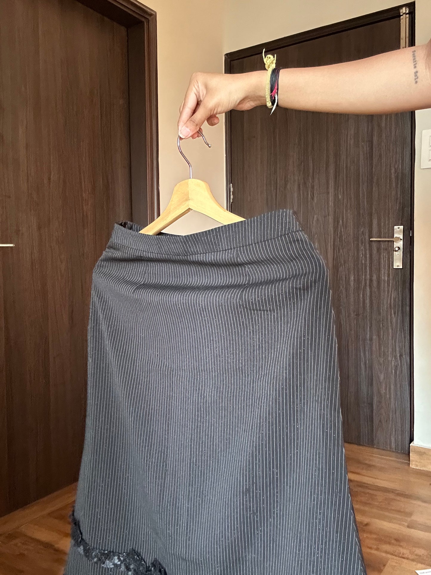 Vintage Dusa Striped and Lace Work Skirt