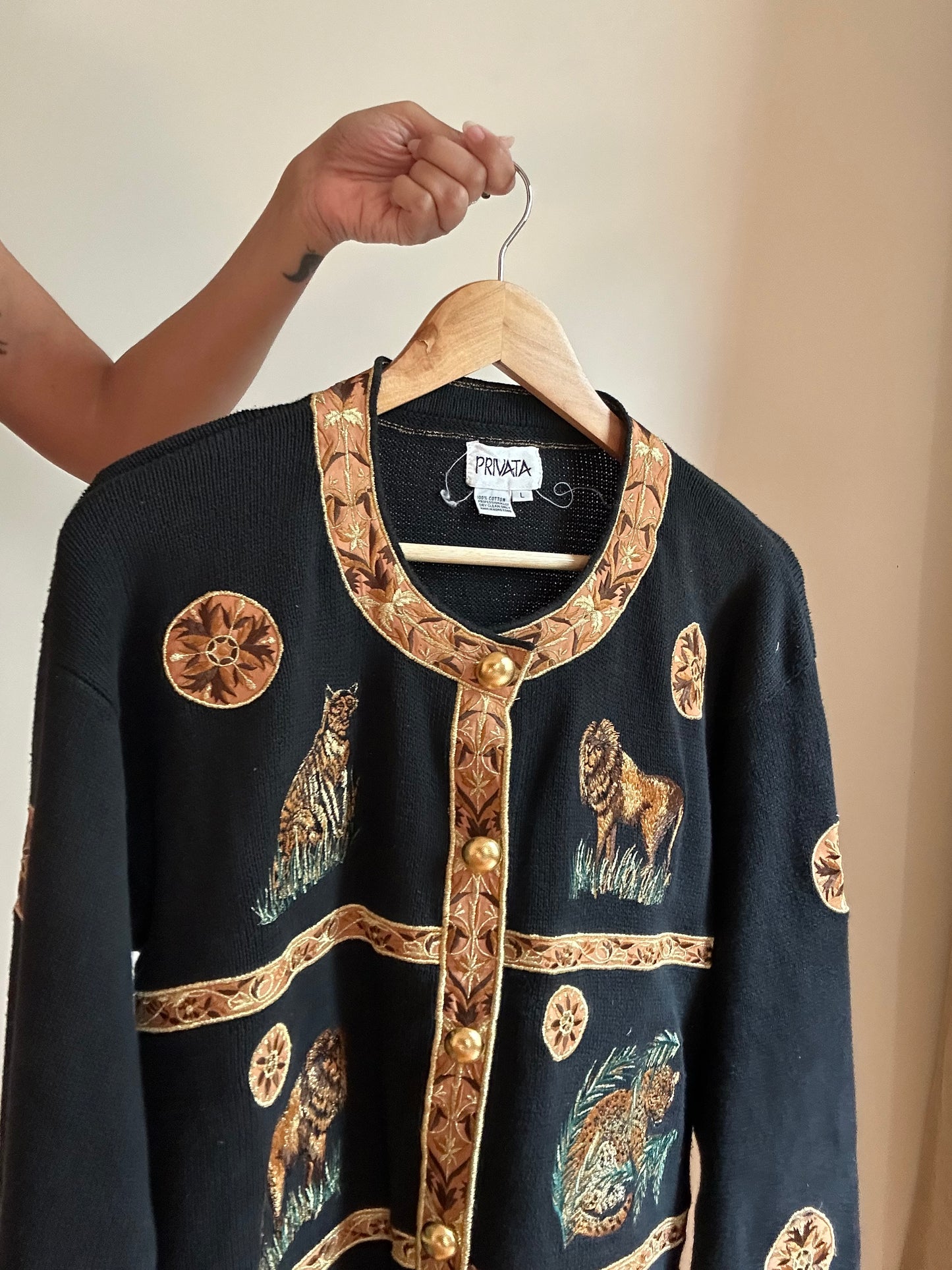 Private Vintage Embroidered And Patchwork Knit Cardigan