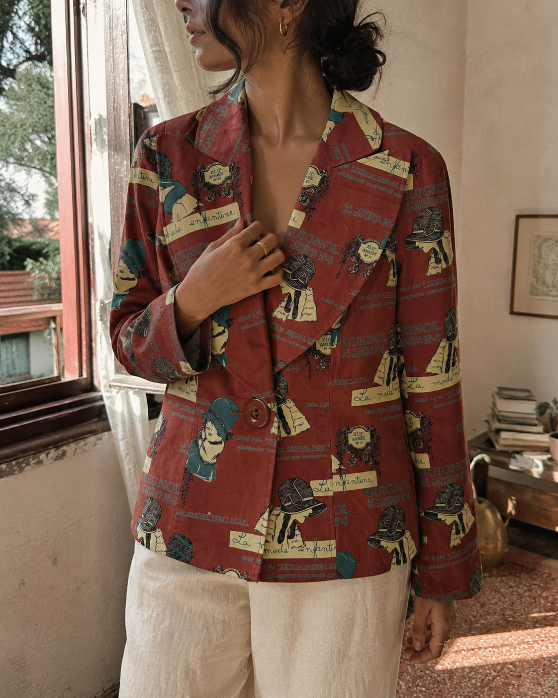 Vintage French Graphic Blazer
