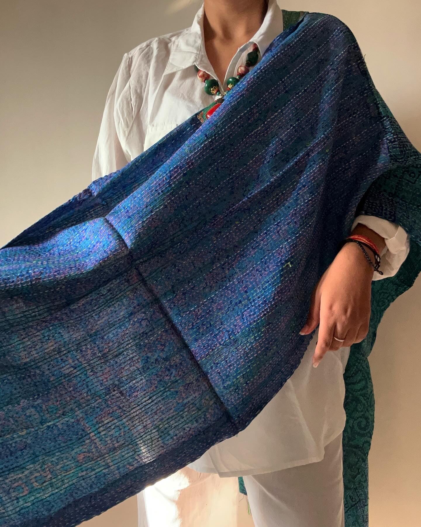 Blue Lagoon Multi Print Reversible Stole