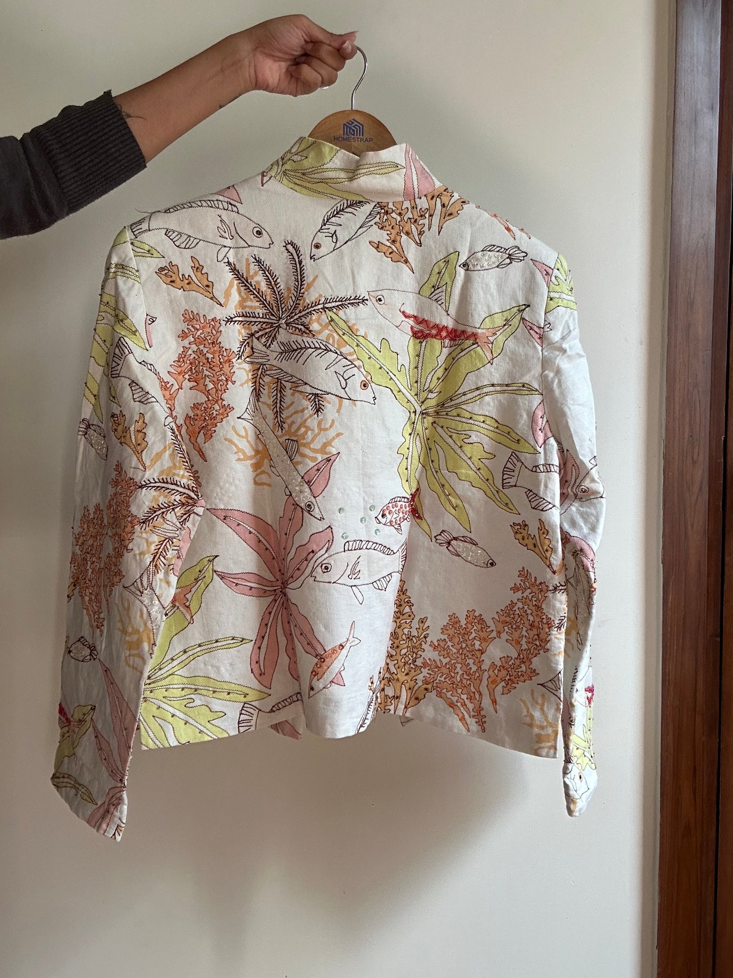 Vintage Silk Club All Embroidered And Beaded Linen Shaket