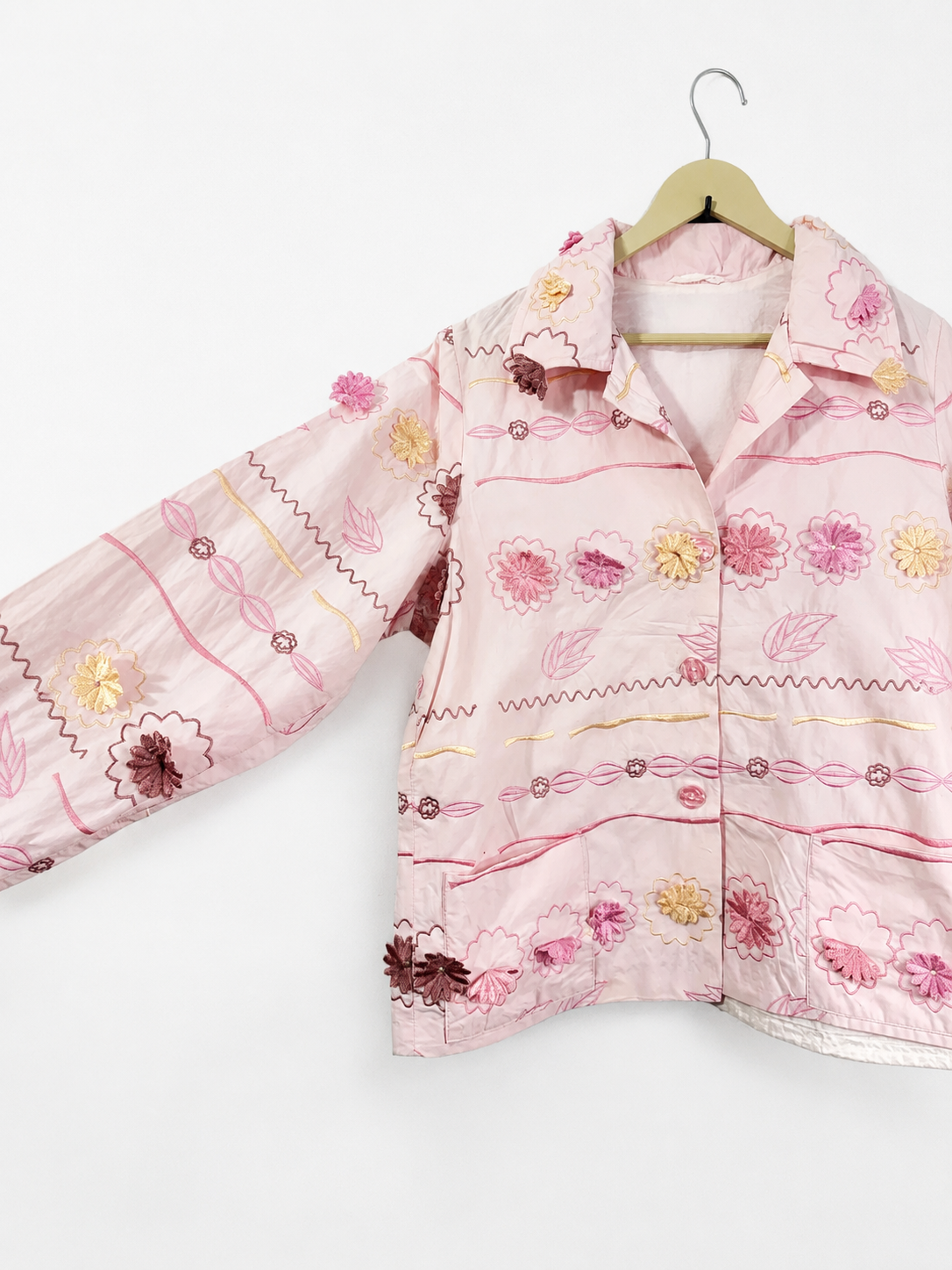 Vintage Blush Bloom Embroidered Jacket