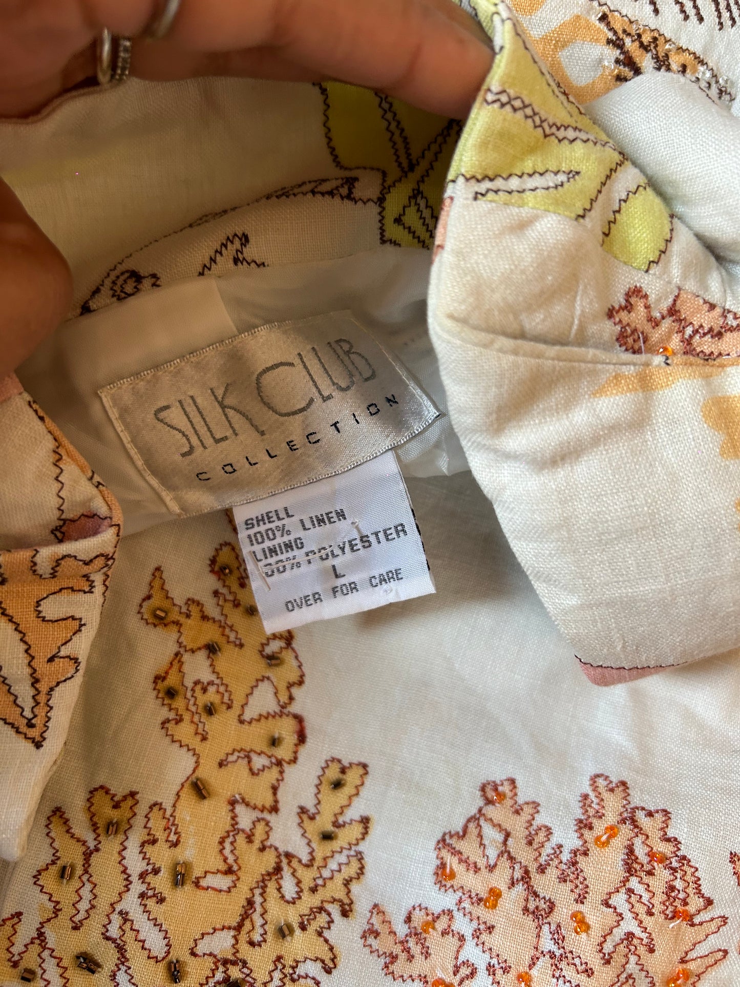 Vintage Silk Club All Embroidered And Beaded Linen Shaket